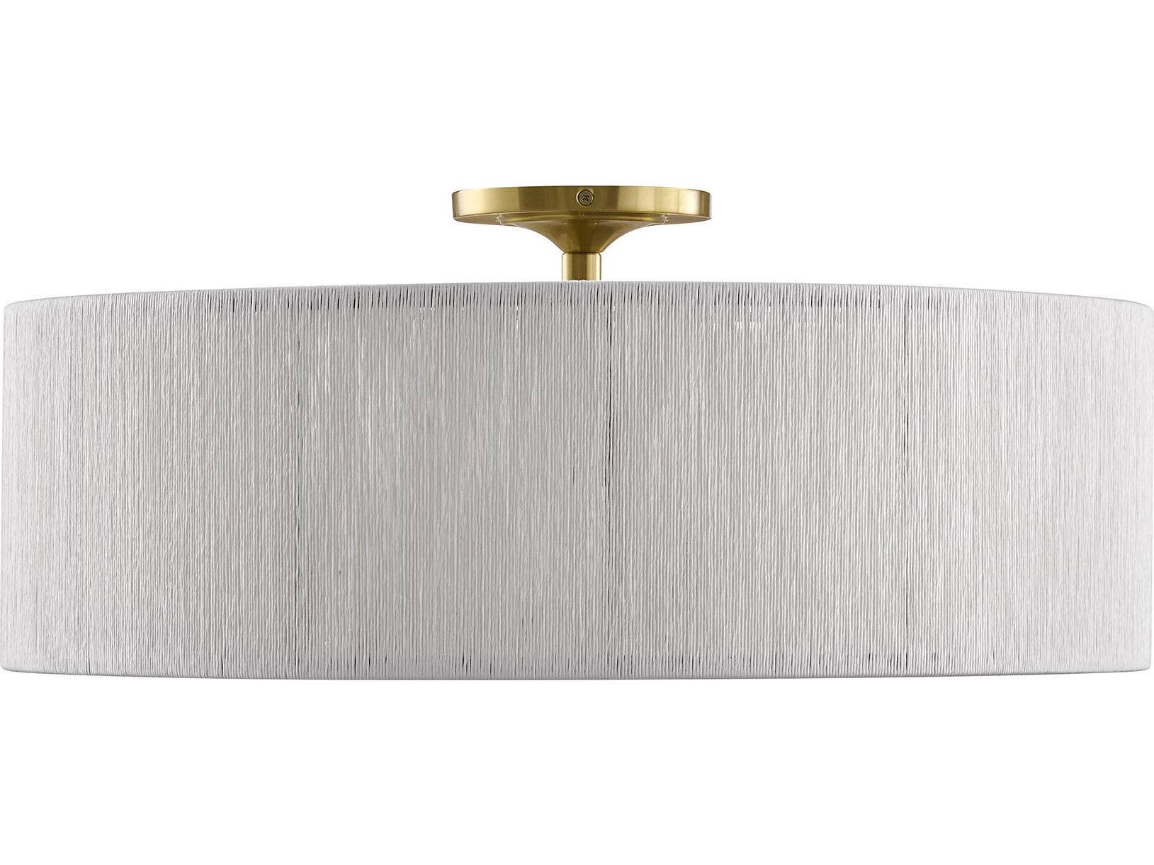 Savoy House Maynard 4-Light Warm Brass Off White Drum Flush Mount