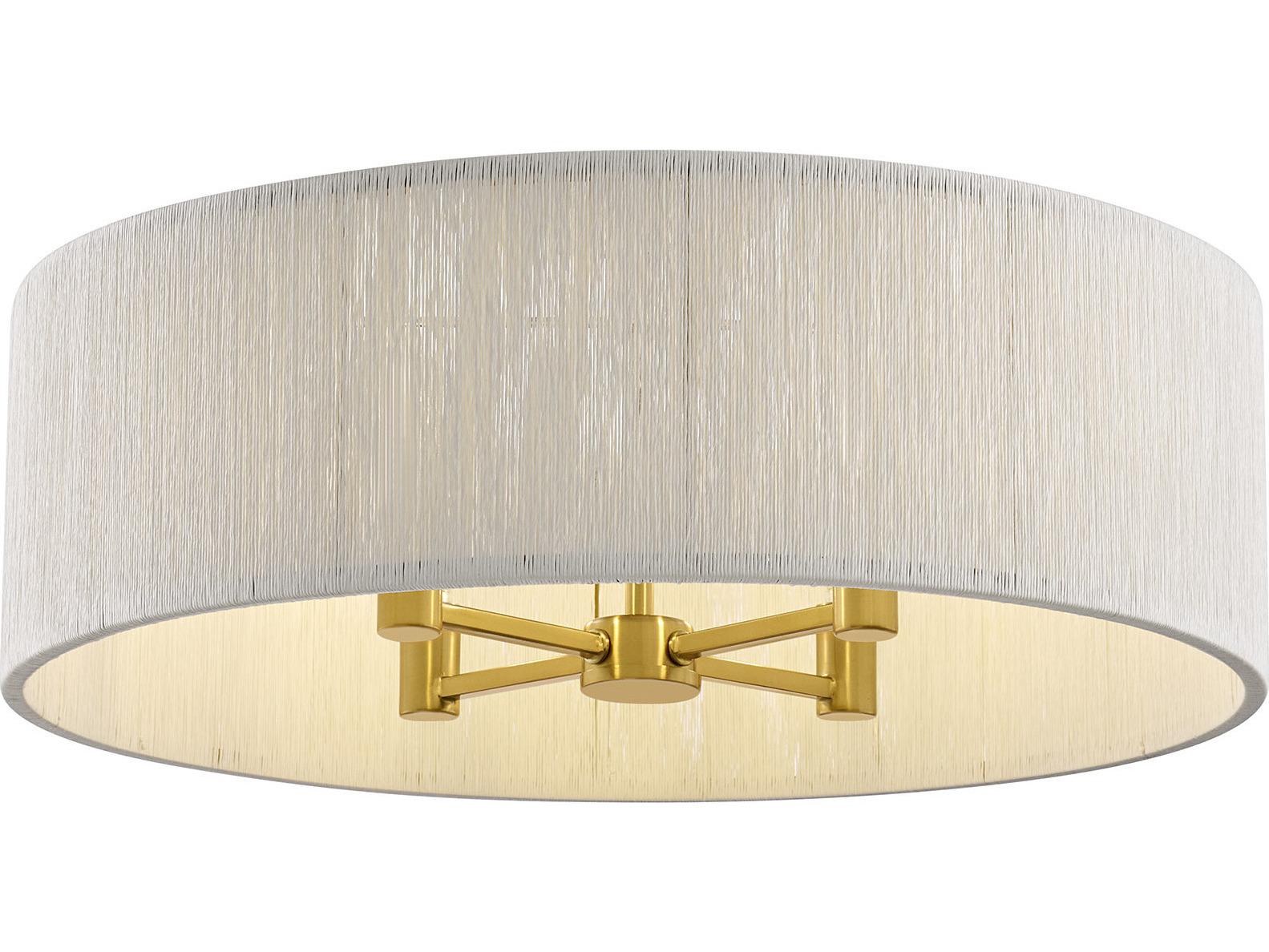 Savoy House Maynard 4-Light Warm Brass Off White Drum Flush Mount