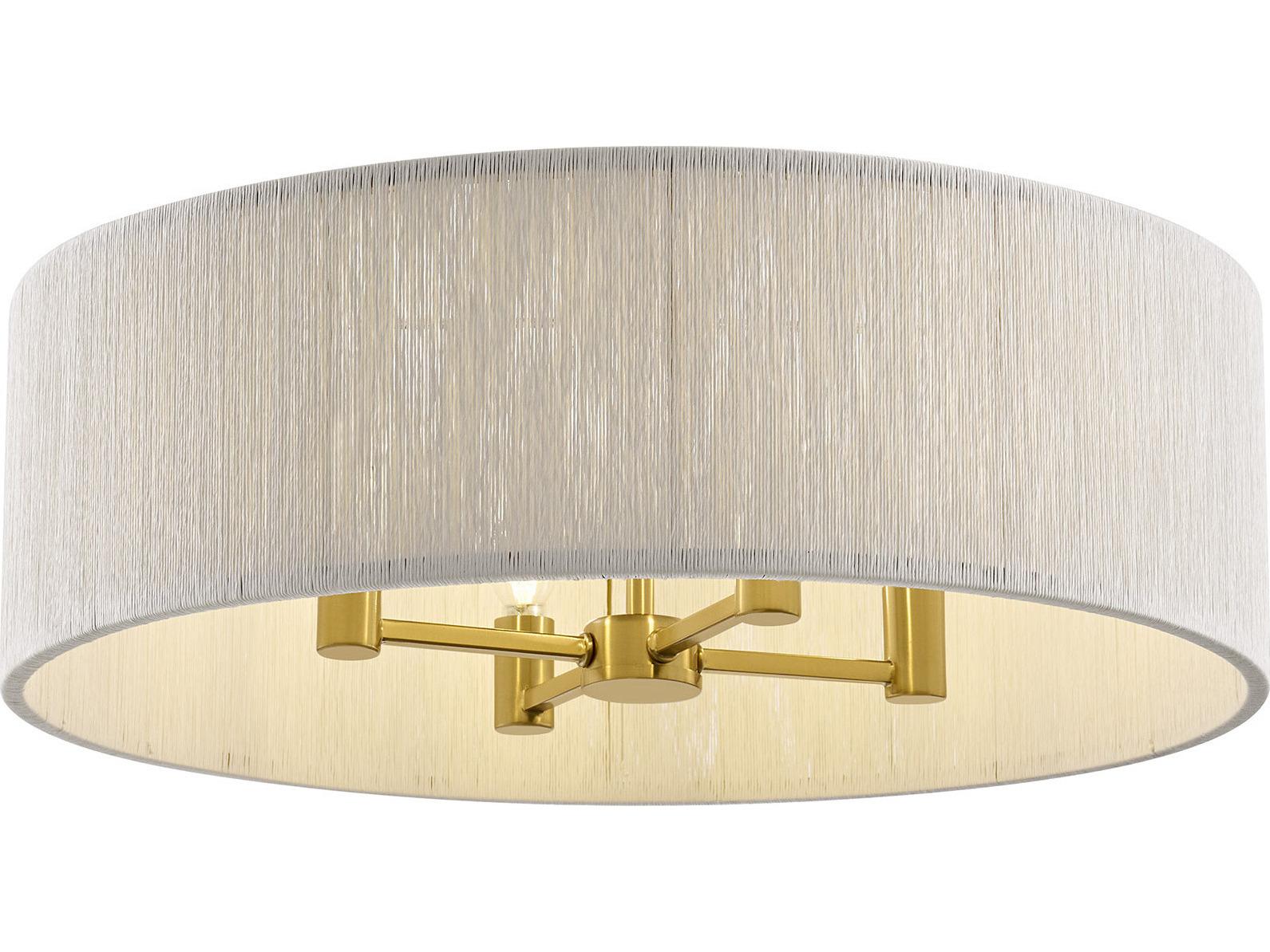 Savoy House Maynard 4-Light Warm Brass Off White Drum Flush Mount