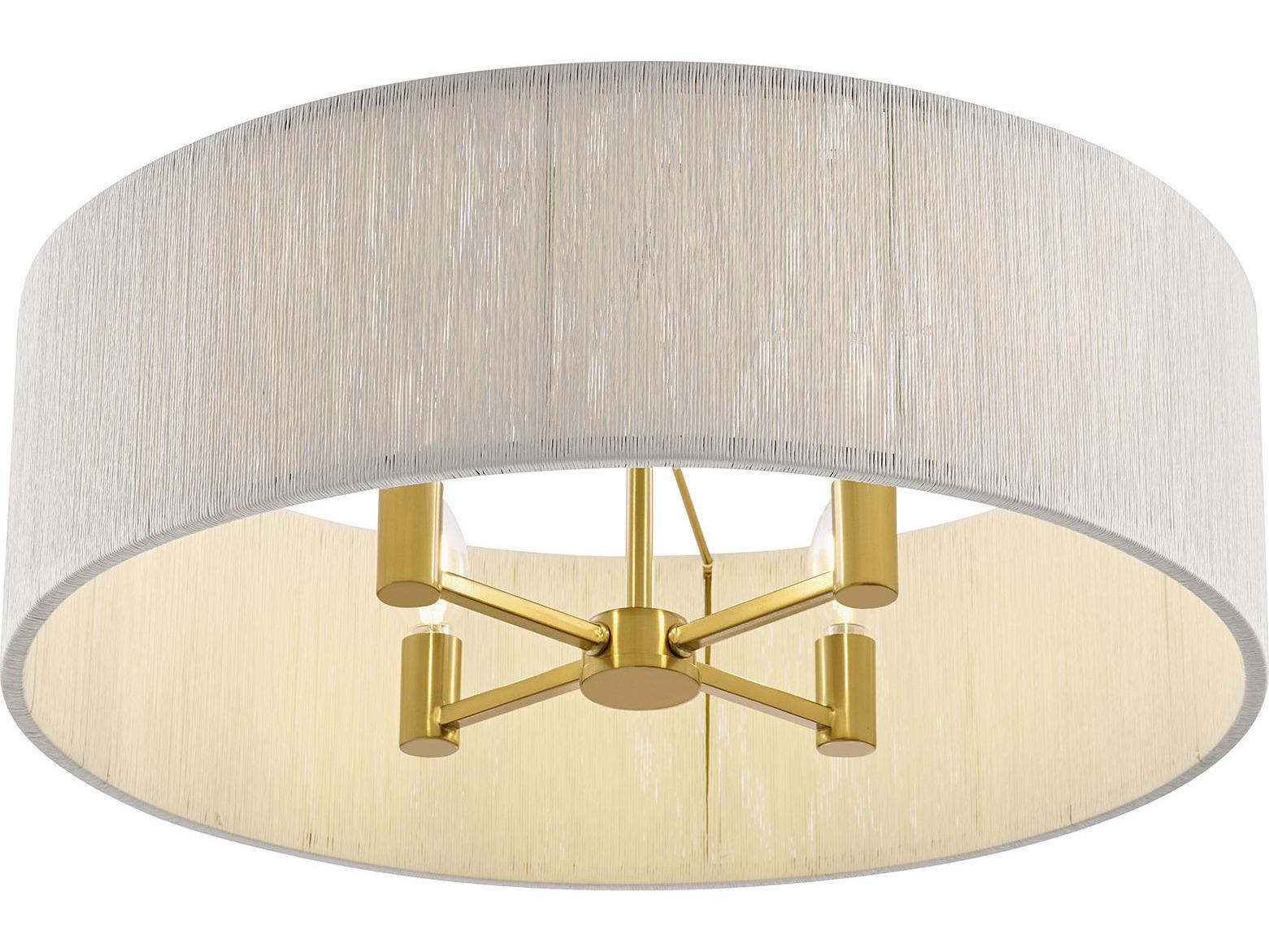 Savoy House Maynard 4-Light Warm Brass Off White Drum Flush Mount