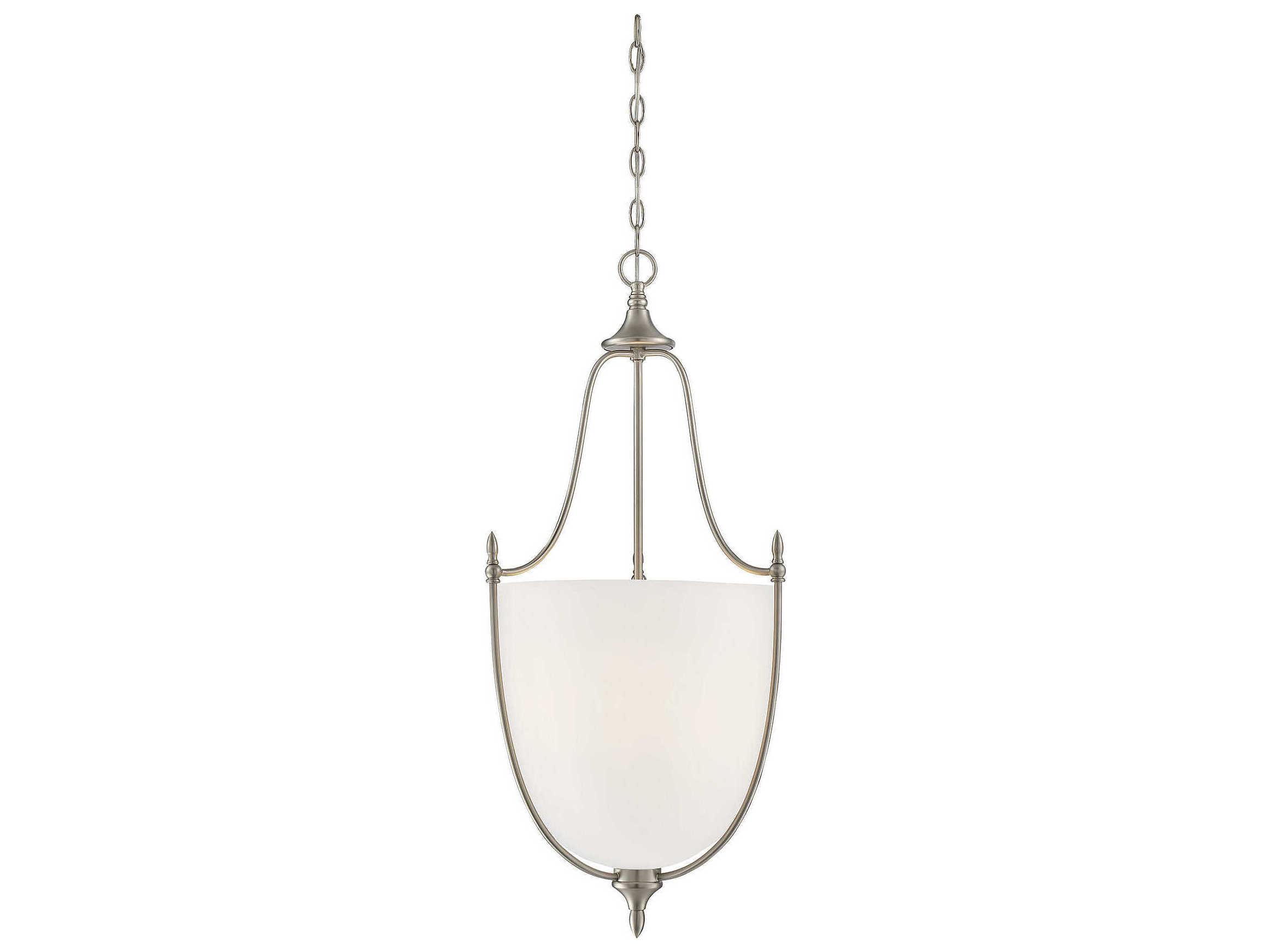 Savoy House Herndon 3-Light Satin Nickel Glass Bell Pendant