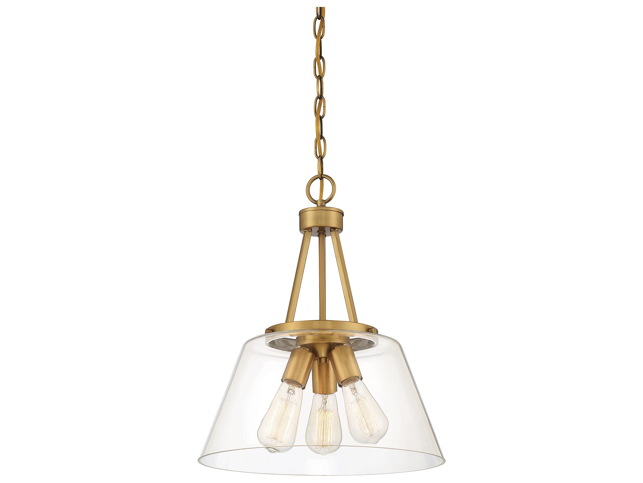 Savoy House Calhoun 3-Light Warm Brass Glass Pendant