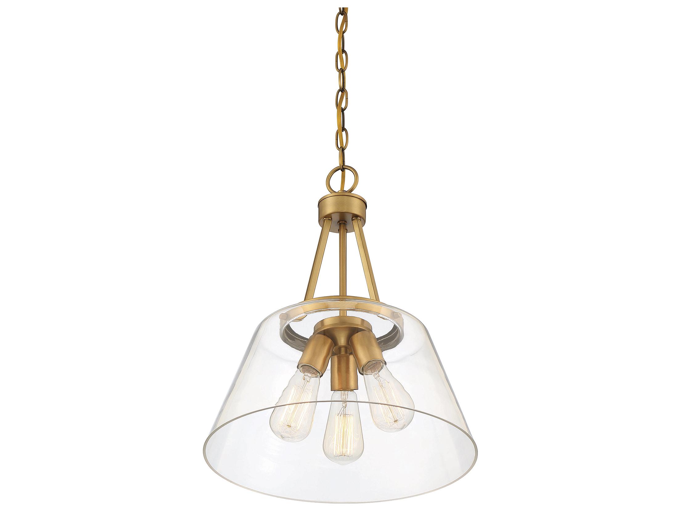 Savoy House Calhoun 3-Light Warm Brass Glass Pendant