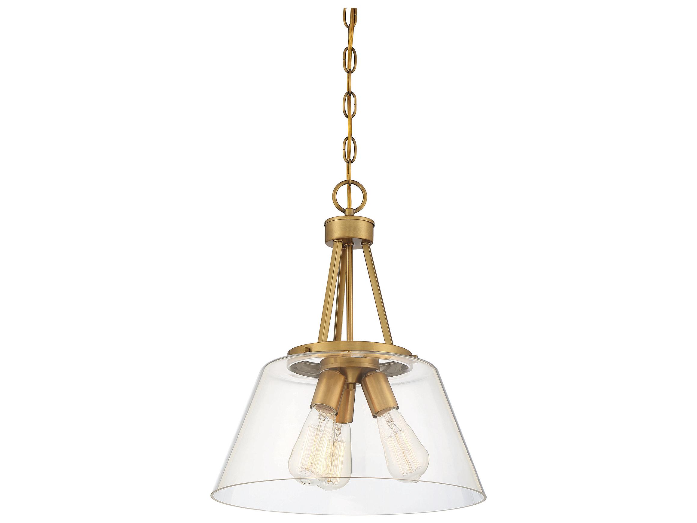 Savoy House Calhoun 3-Light Warm Brass Glass Pendant