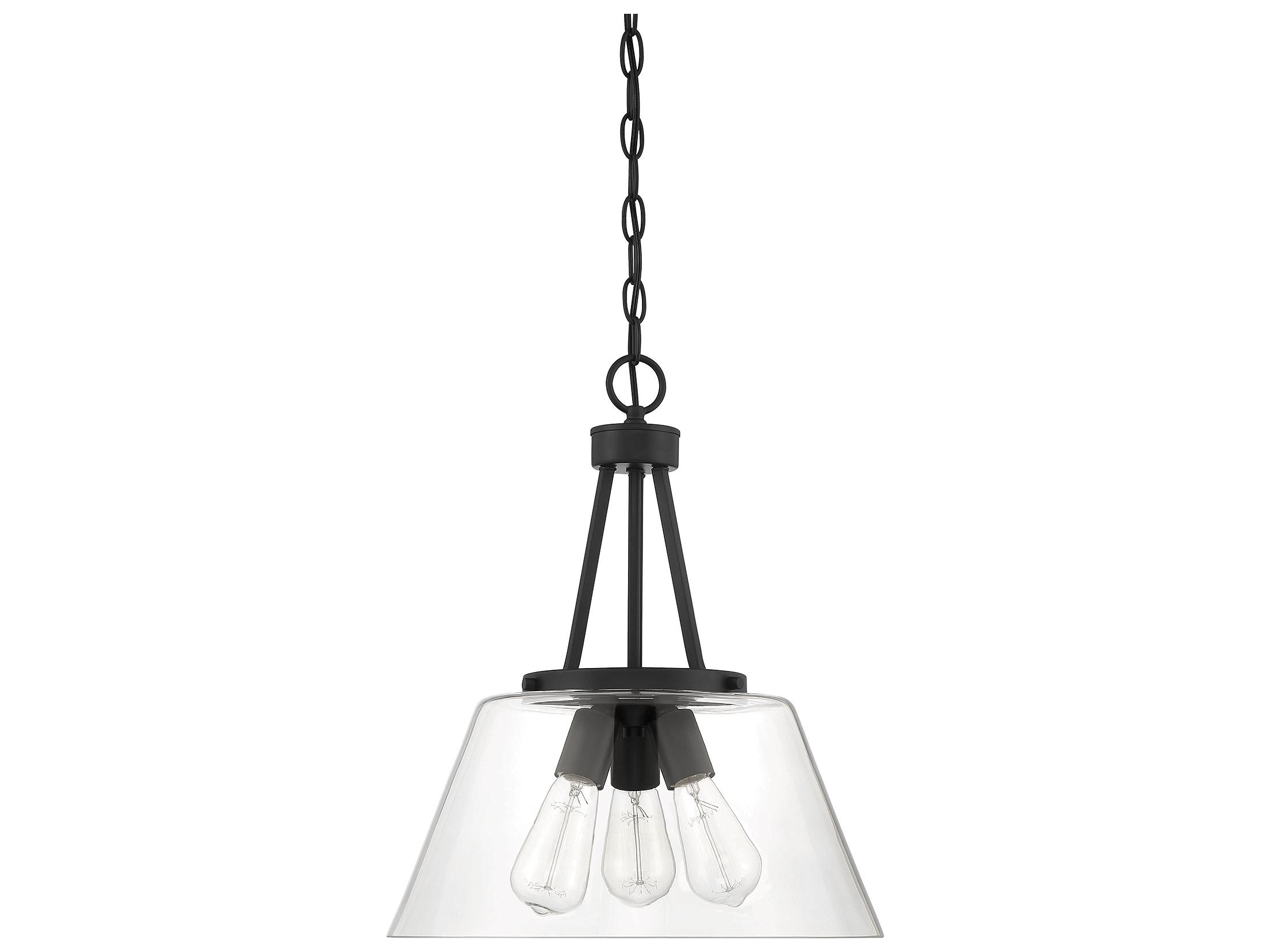 Savoy House Calhoun 3-Light Matte Black Glass Pendant