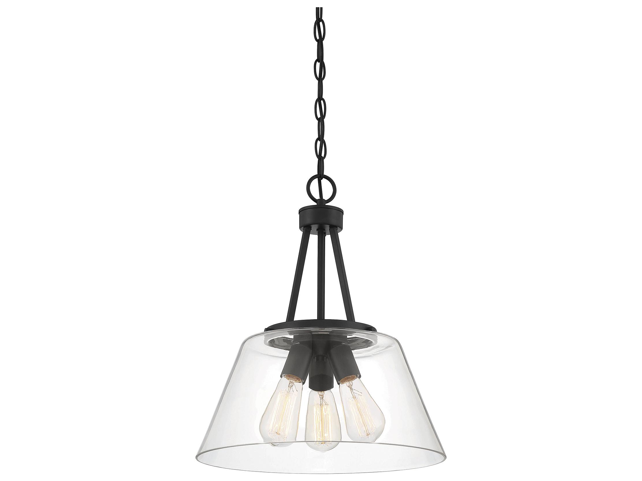 Savoy House Calhoun 3-Light Matte Black Glass Pendant