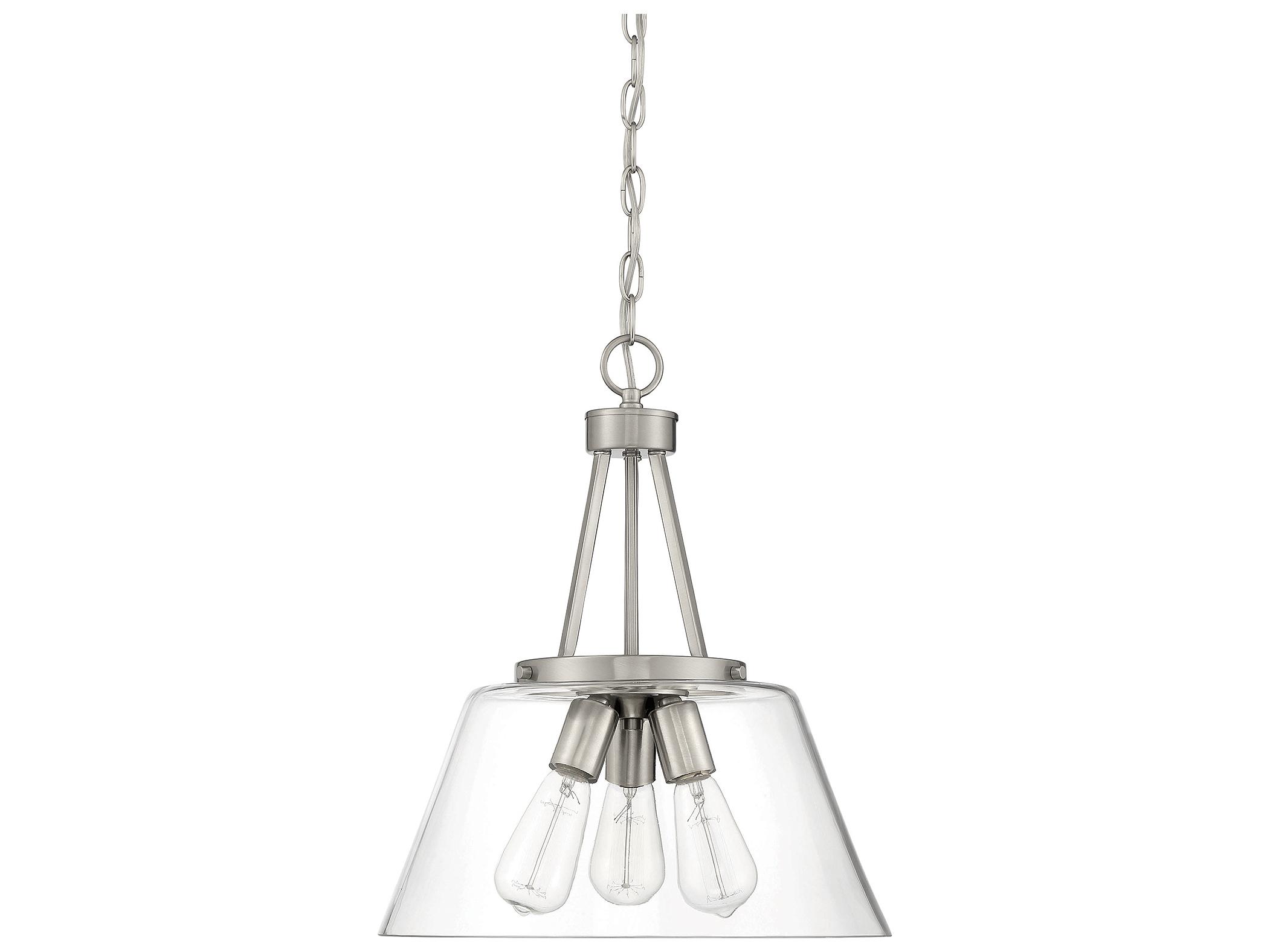 Savoy House Calhoun 3-Light Satin Nickel Glass Pendant
