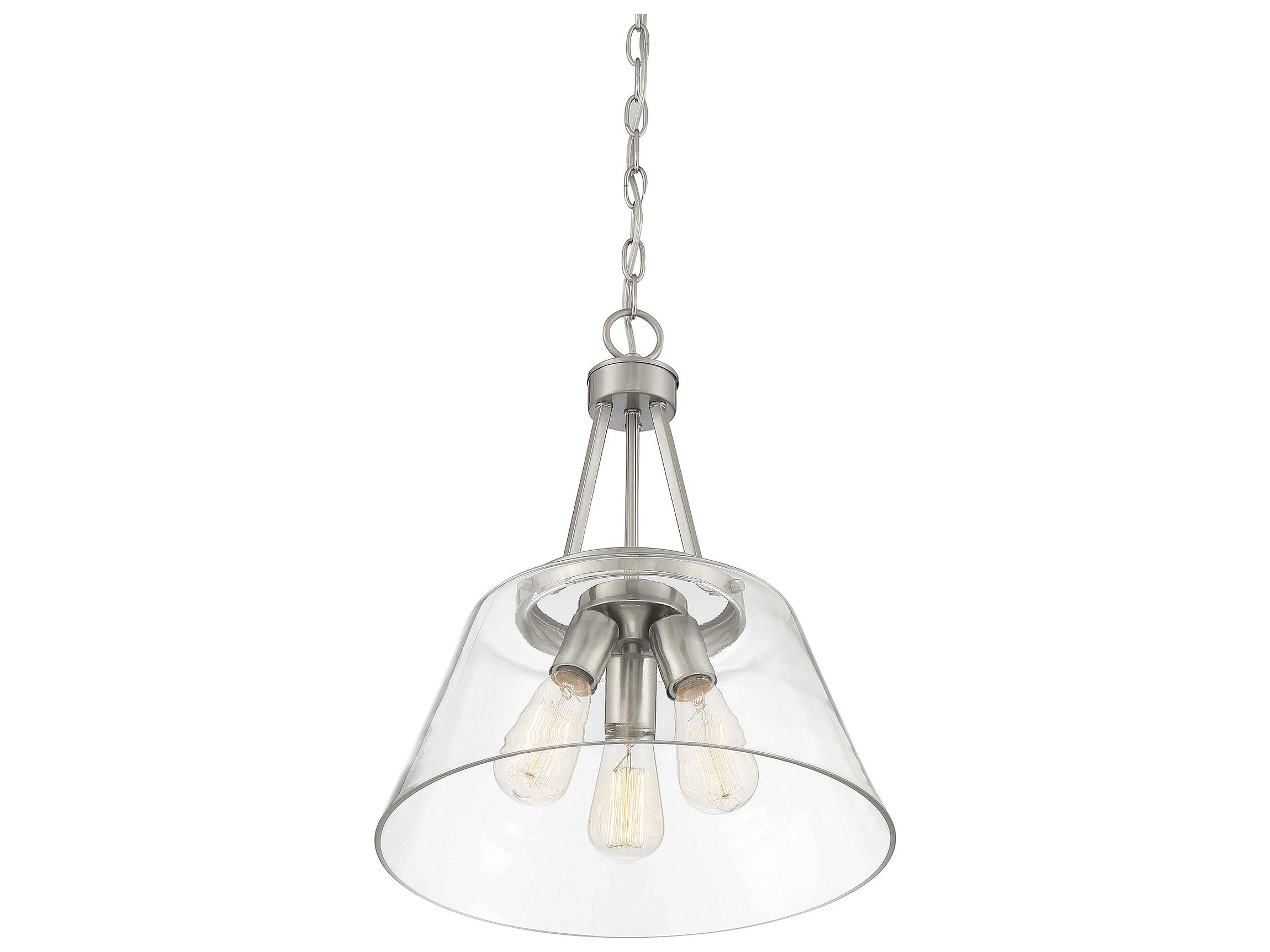 Savoy House Calhoun 3-Light Satin Nickel Glass Pendant