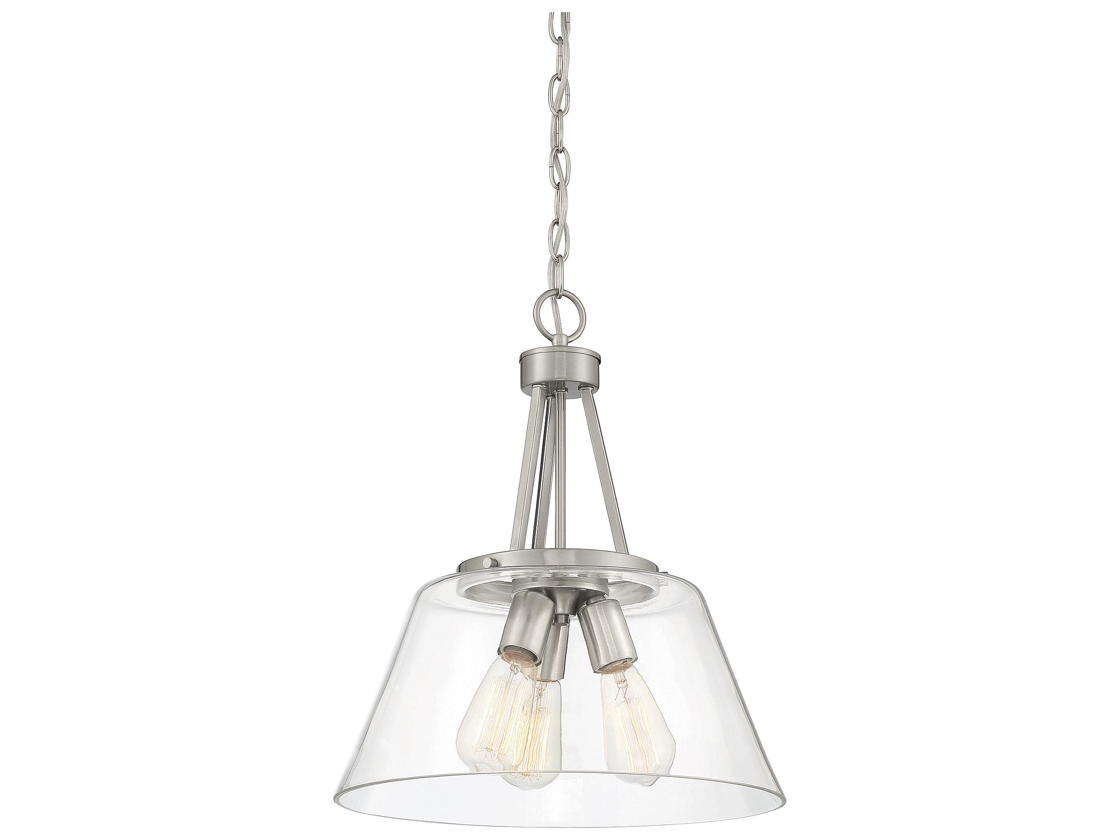 Savoy House Calhoun 3-Light Satin Nickel Glass Pendant