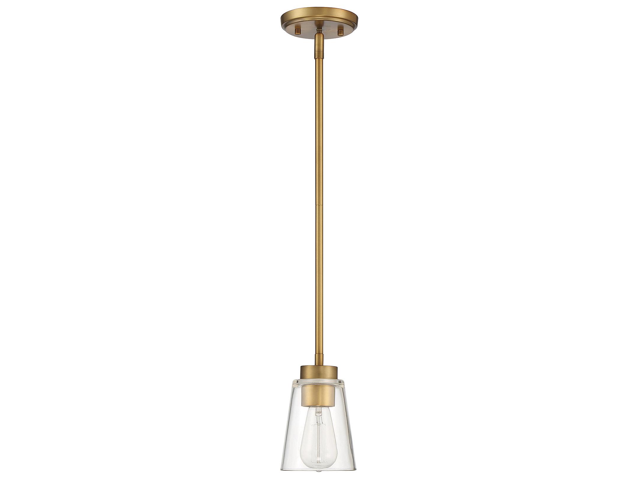Savoy House Calhoun 1-Light Warm Brass Glass Bell Mini Pendant