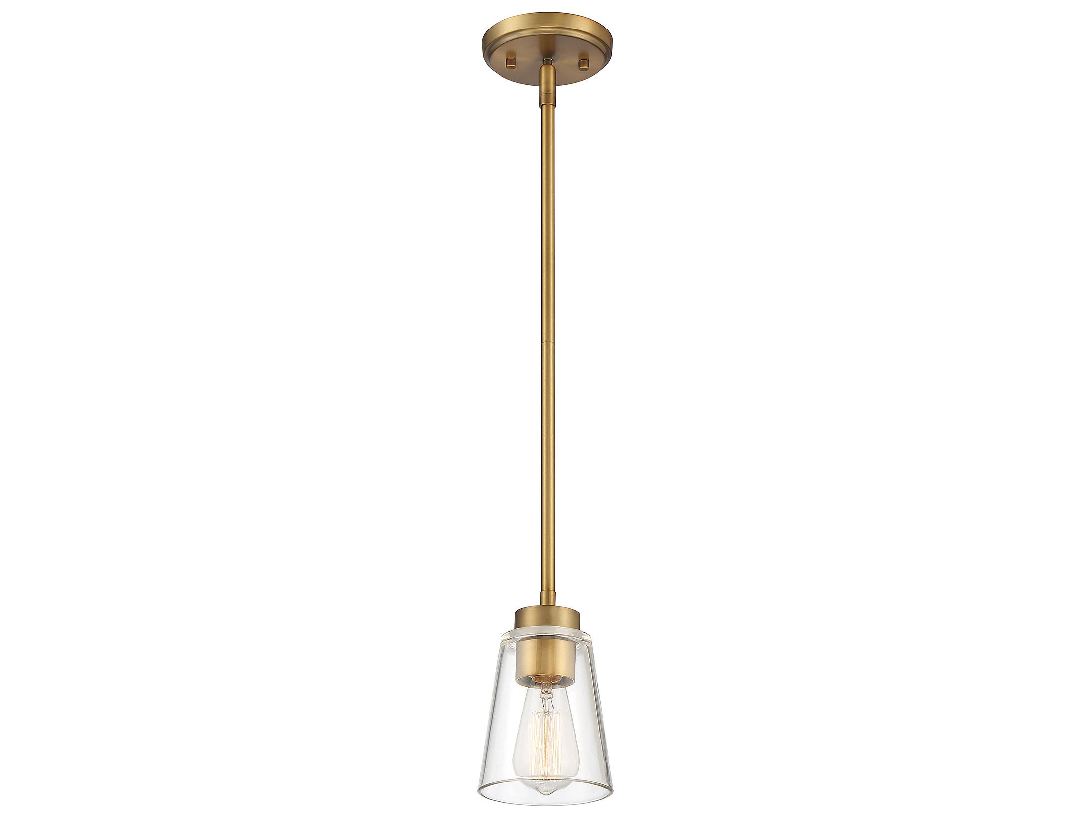 Savoy House Calhoun 1-Light Warm Brass Glass Bell Mini Pendant