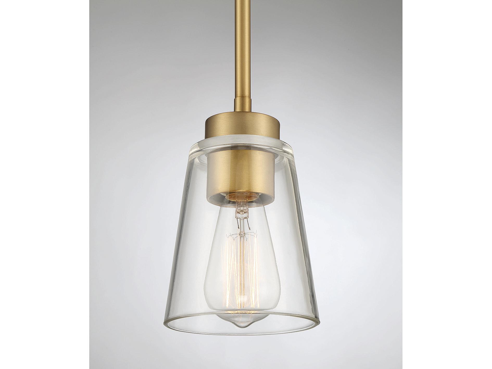 Savoy House Calhoun 1-Light Warm Brass Glass Bell Mini Pendant