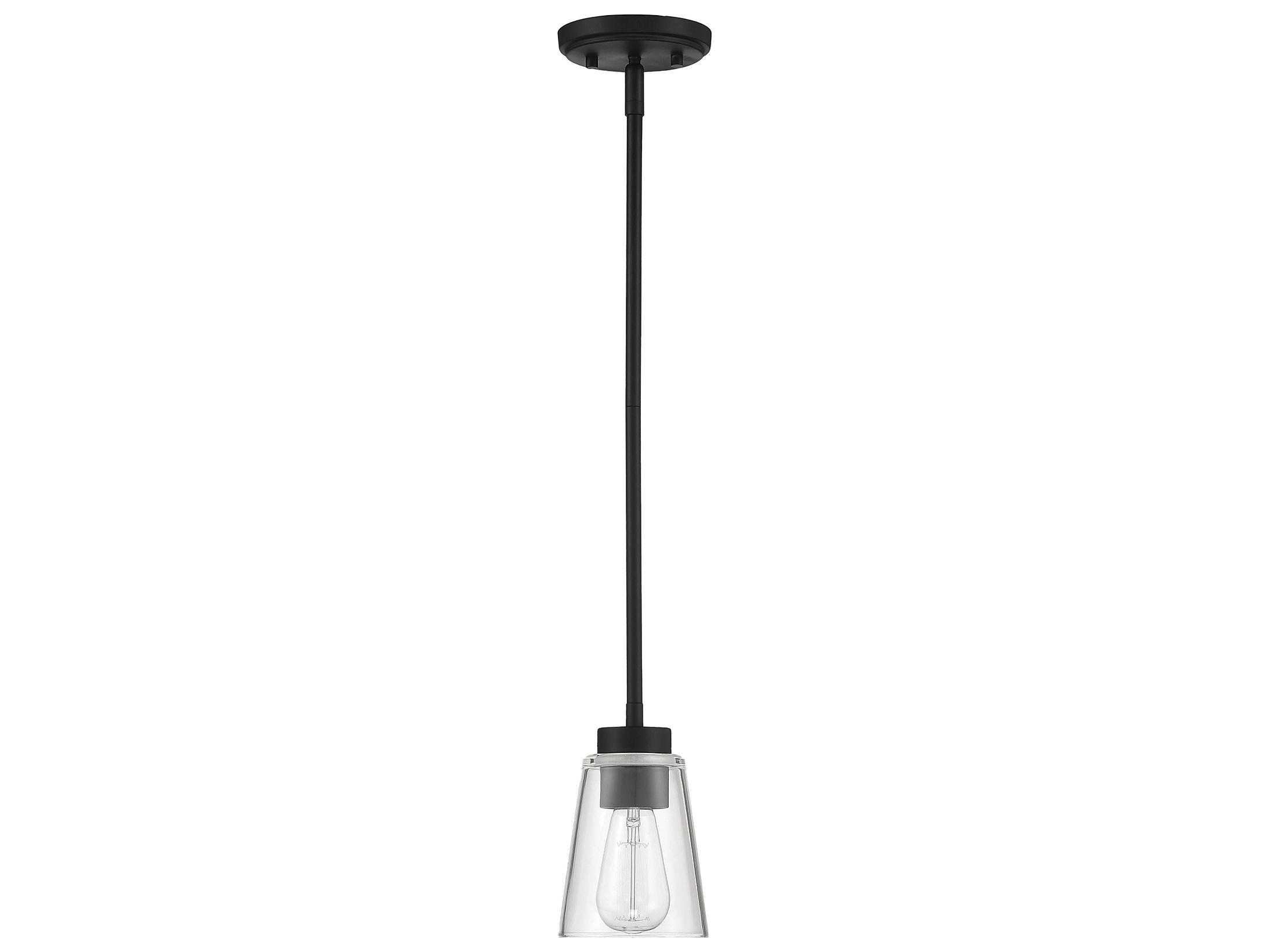 Savoy House Calhoun 1-Light Matte Black Glass Bell Mini Pendant