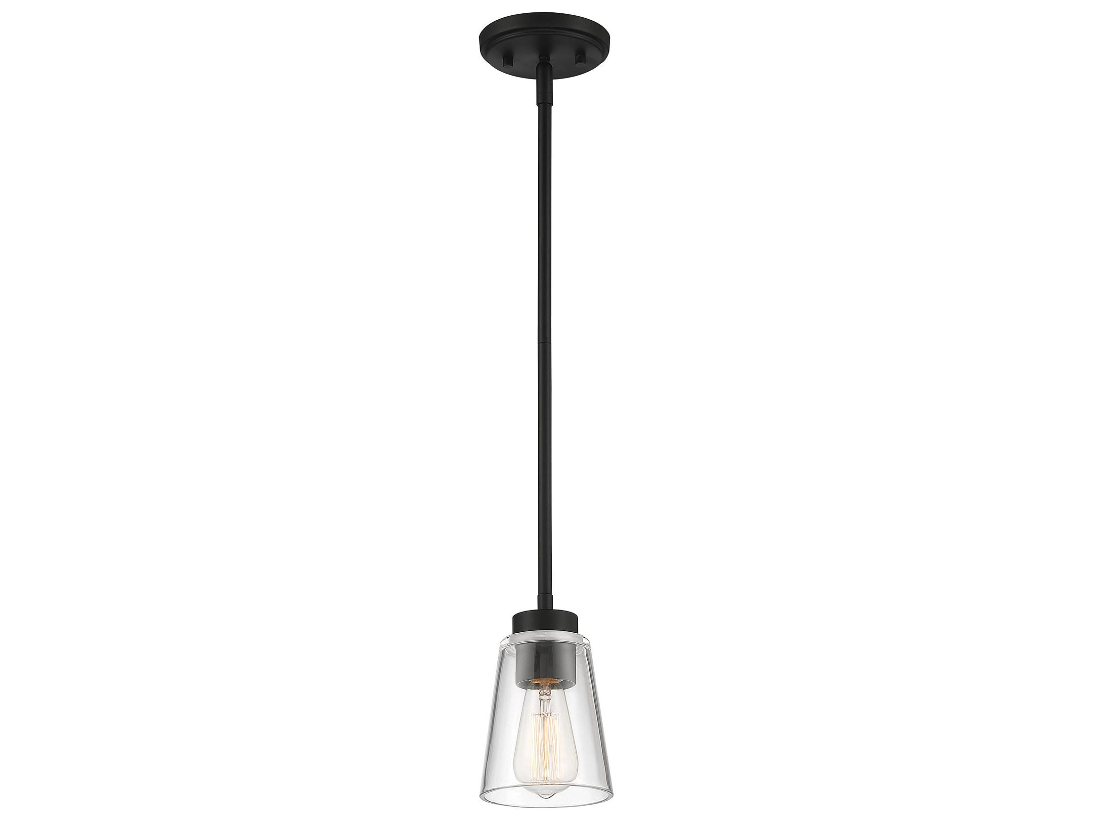 Savoy House Calhoun 1-Light Matte Black Glass Bell Mini Pendant