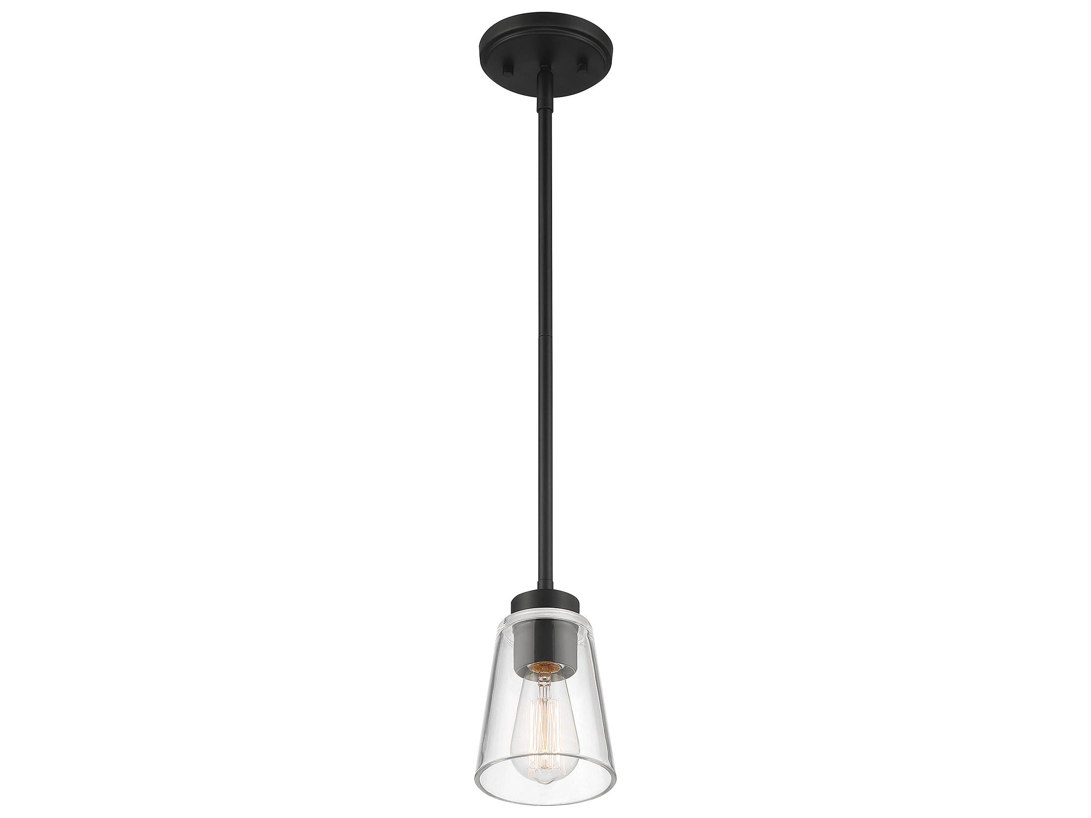 Savoy House Calhoun 1-Light Matte Black Glass Bell Mini Pendant