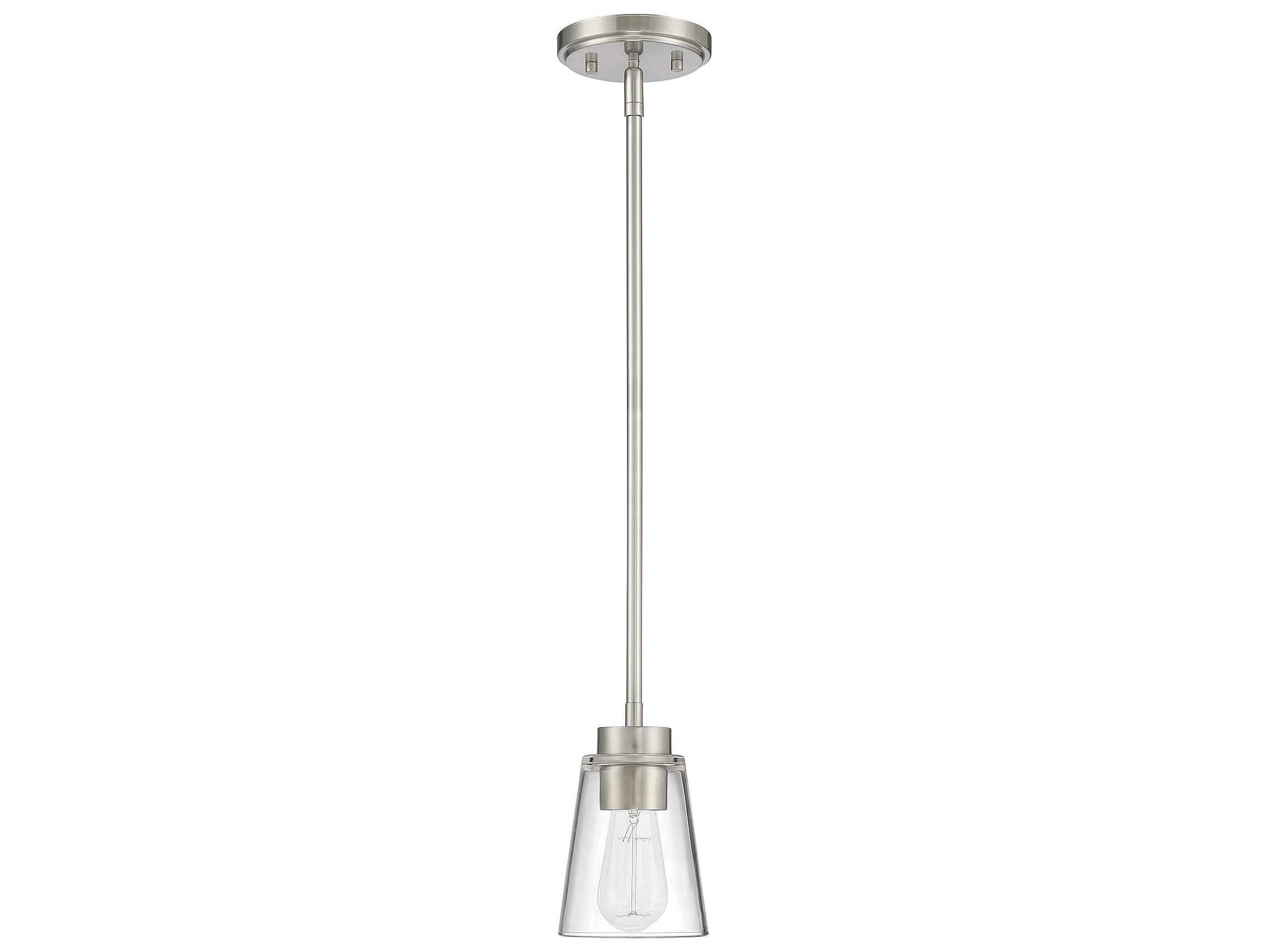 Savoy House Calhoun 1-Light Satin Nickel Glass Bell Mini Pendant