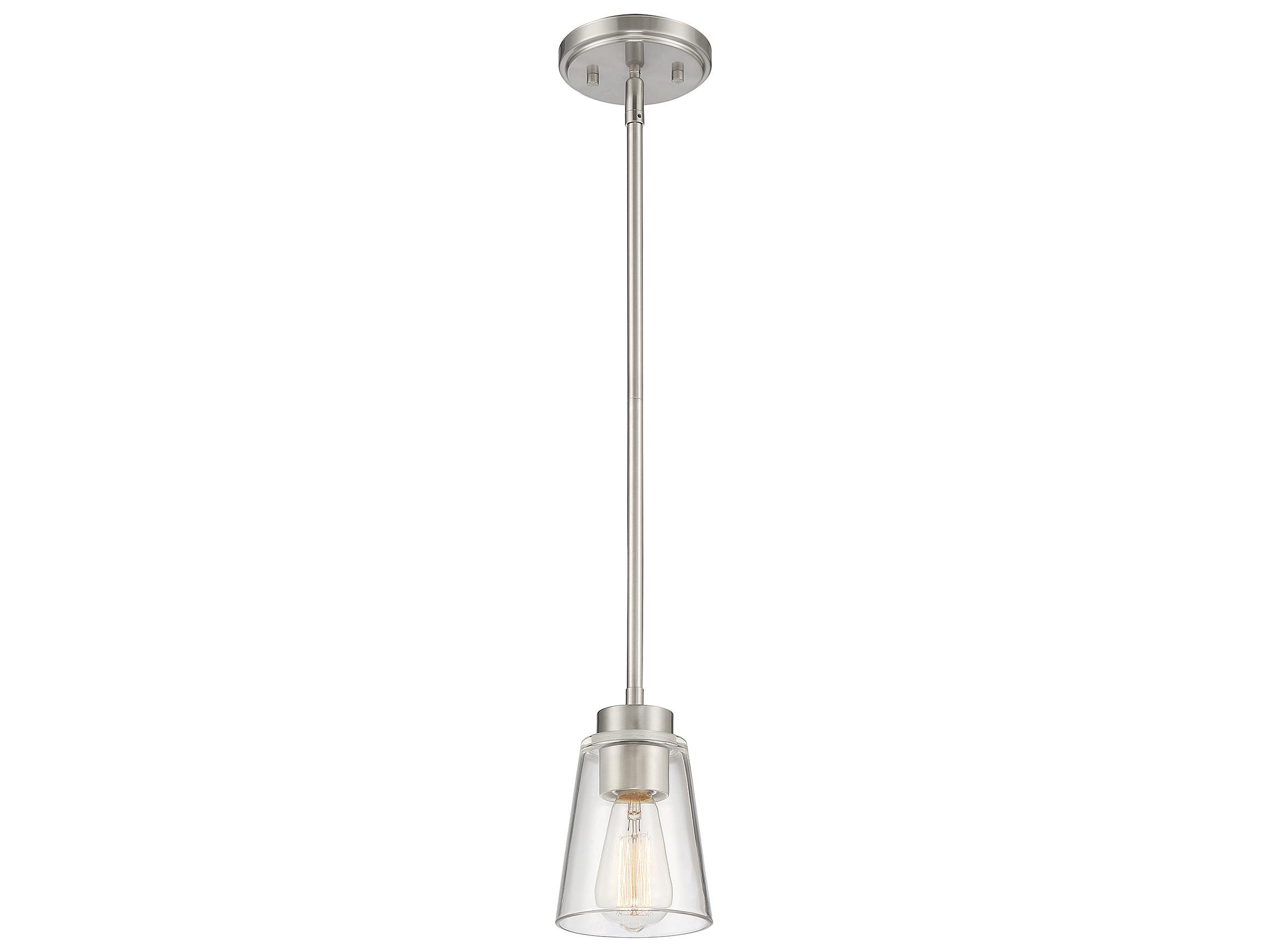 Savoy House Calhoun 1-Light Satin Nickel Glass Bell Mini Pendant