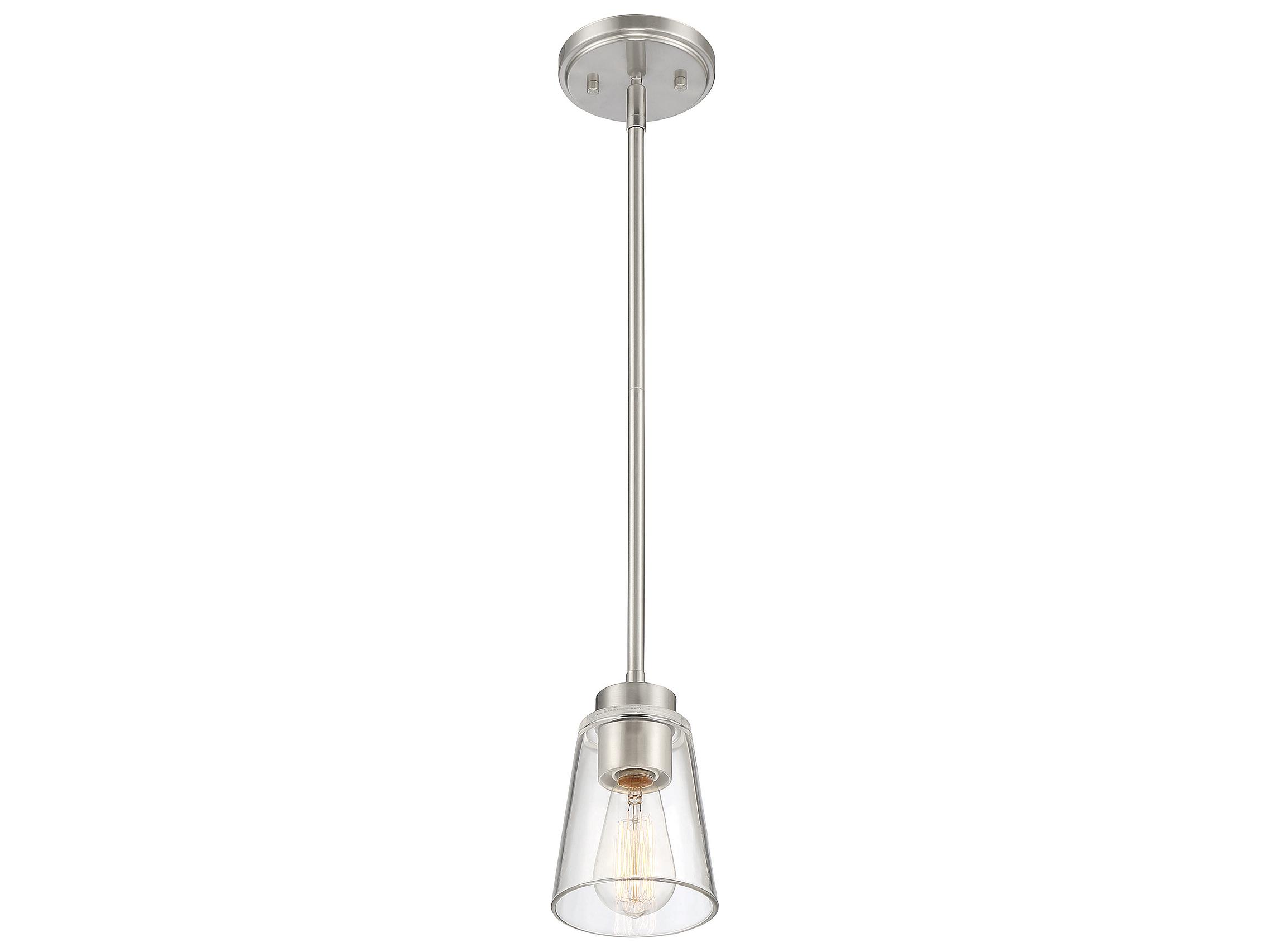 Savoy House Calhoun 1-Light Satin Nickel Glass Bell Mini Pendant