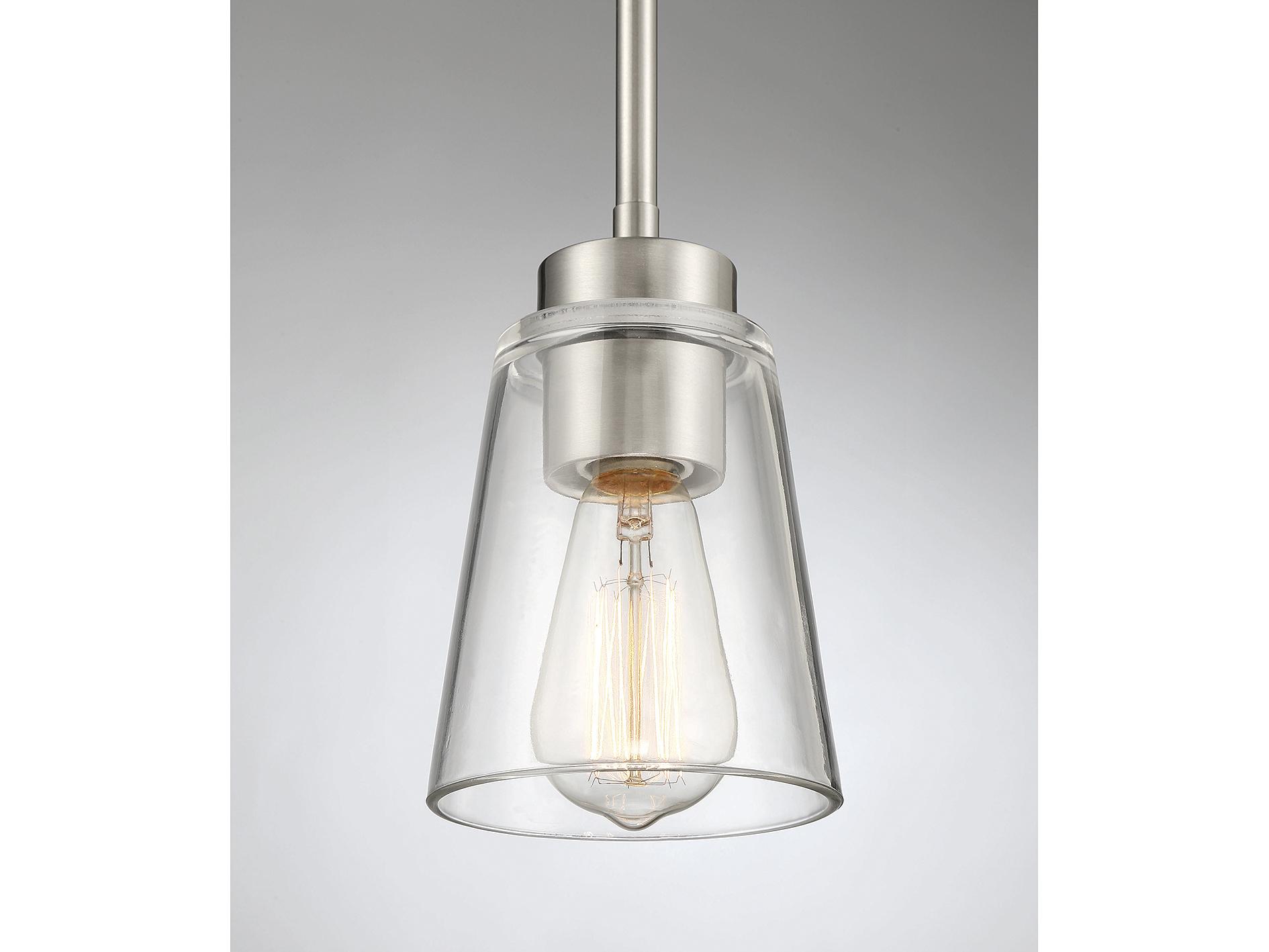 Savoy House Calhoun 1-Light Satin Nickel Glass Bell Mini Pendant
