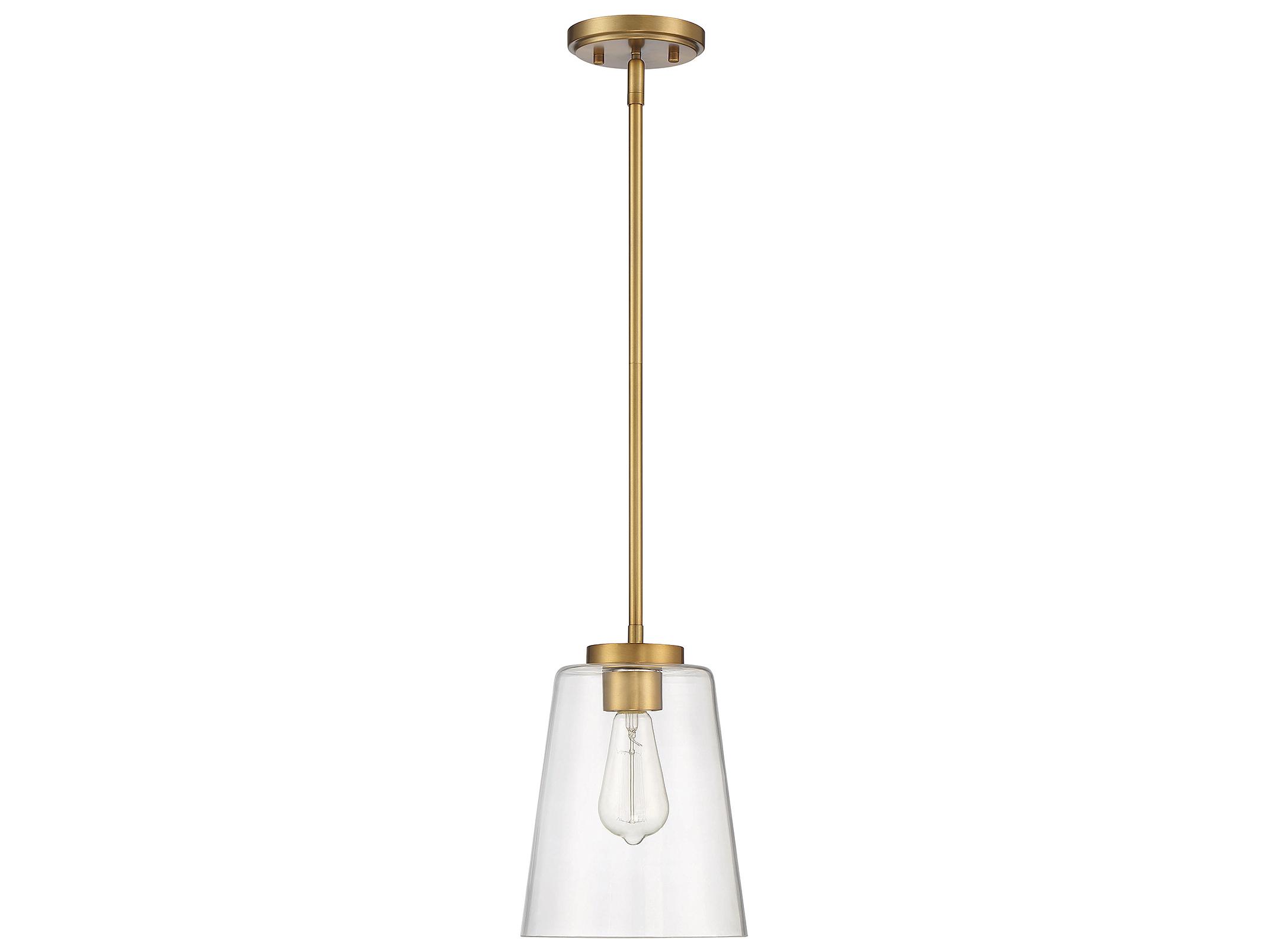 Savoy House Calhoun 1-Light Warm Brass Glass Bell Mini Pendant