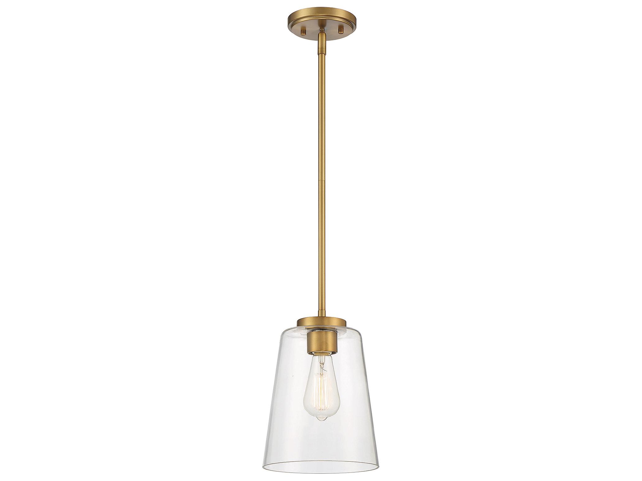 Savoy House Calhoun 1-Light Warm Brass Glass Bell Mini Pendant