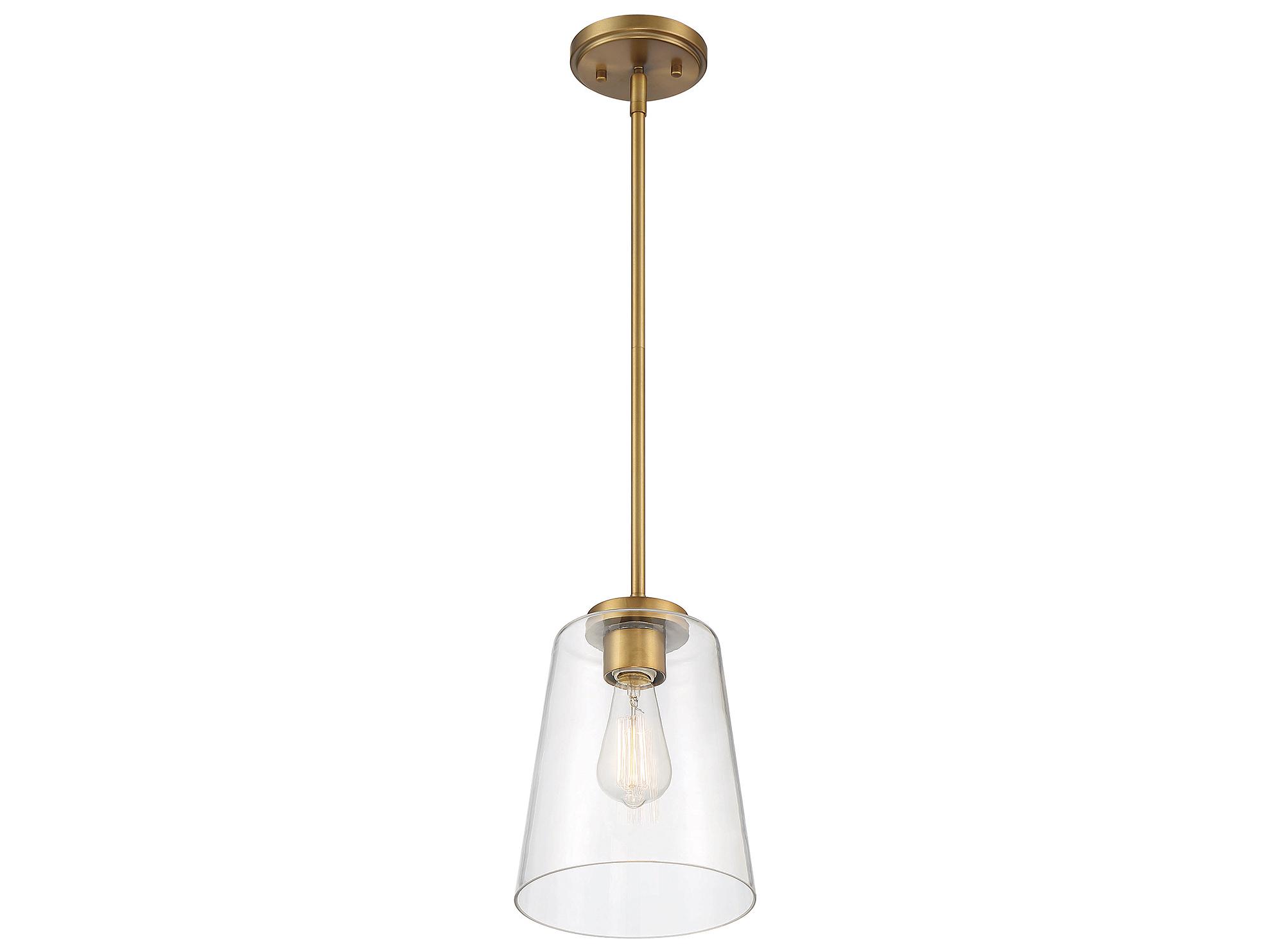 Savoy House Calhoun 1-Light Warm Brass Glass Bell Mini Pendant
