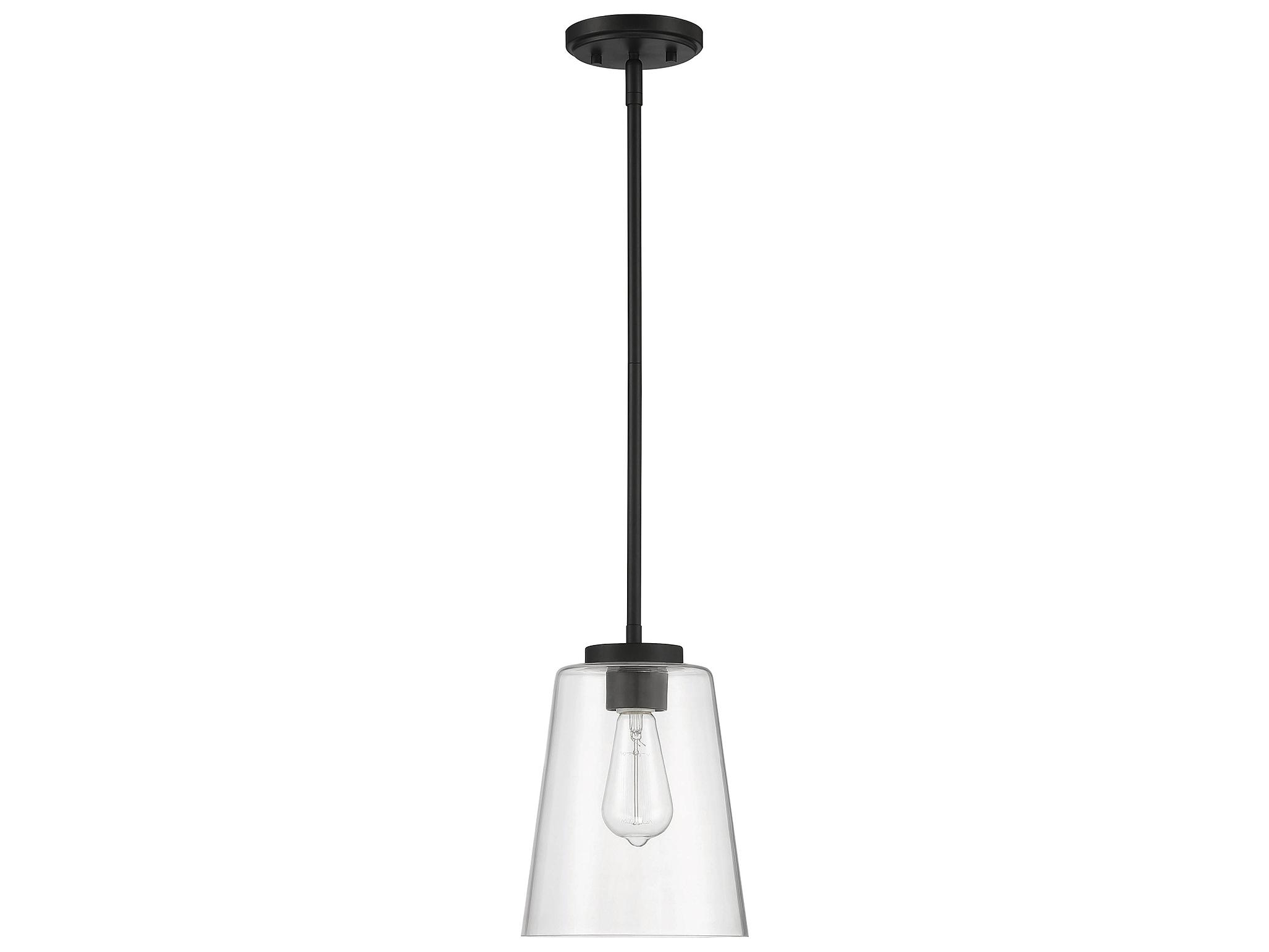 Savoy House Calhoun 1-Light Matte Black Glass Bell Mini Pendant