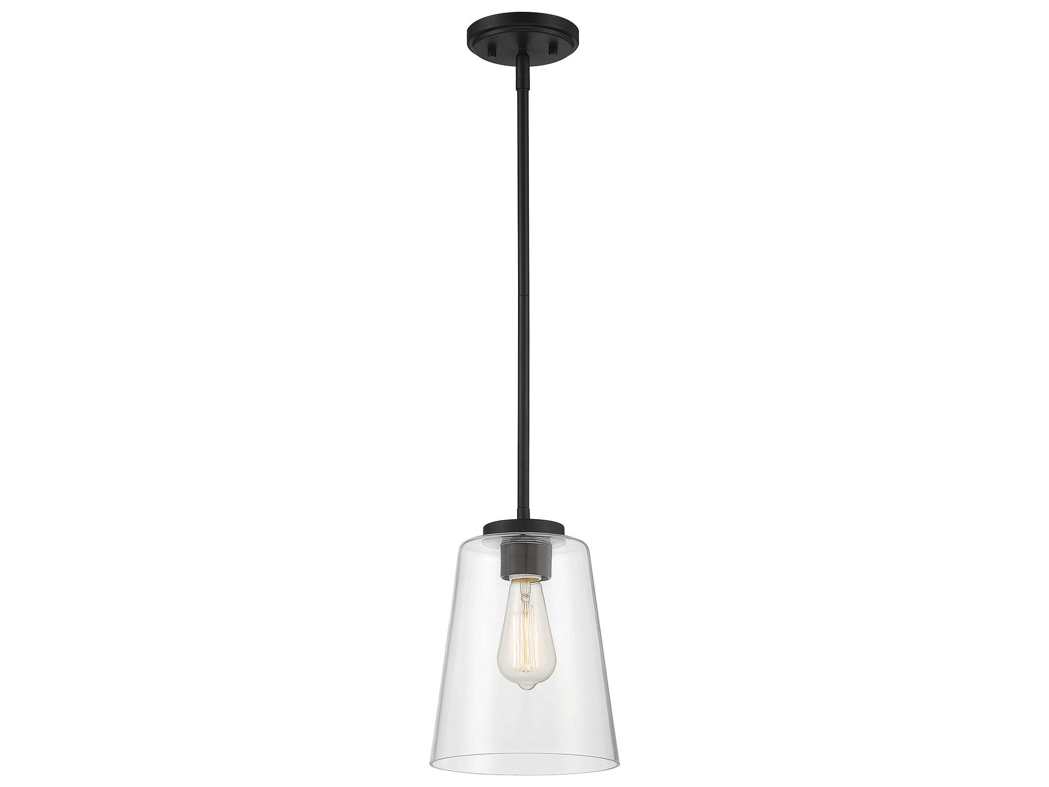 Savoy House Calhoun 1-Light Matte Black Glass Bell Mini Pendant