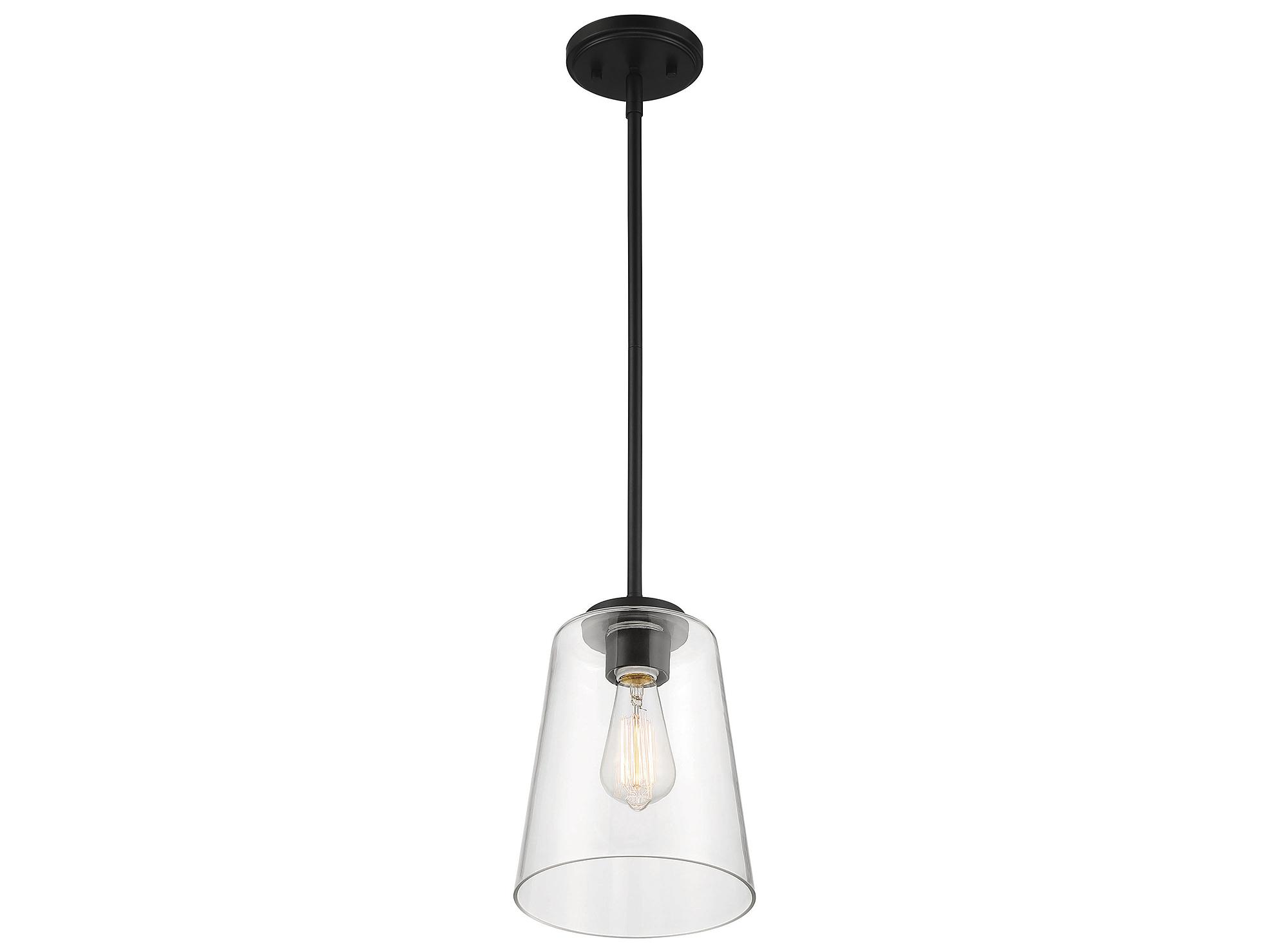 Savoy House Calhoun 1-Light Matte Black Glass Bell Mini Pendant