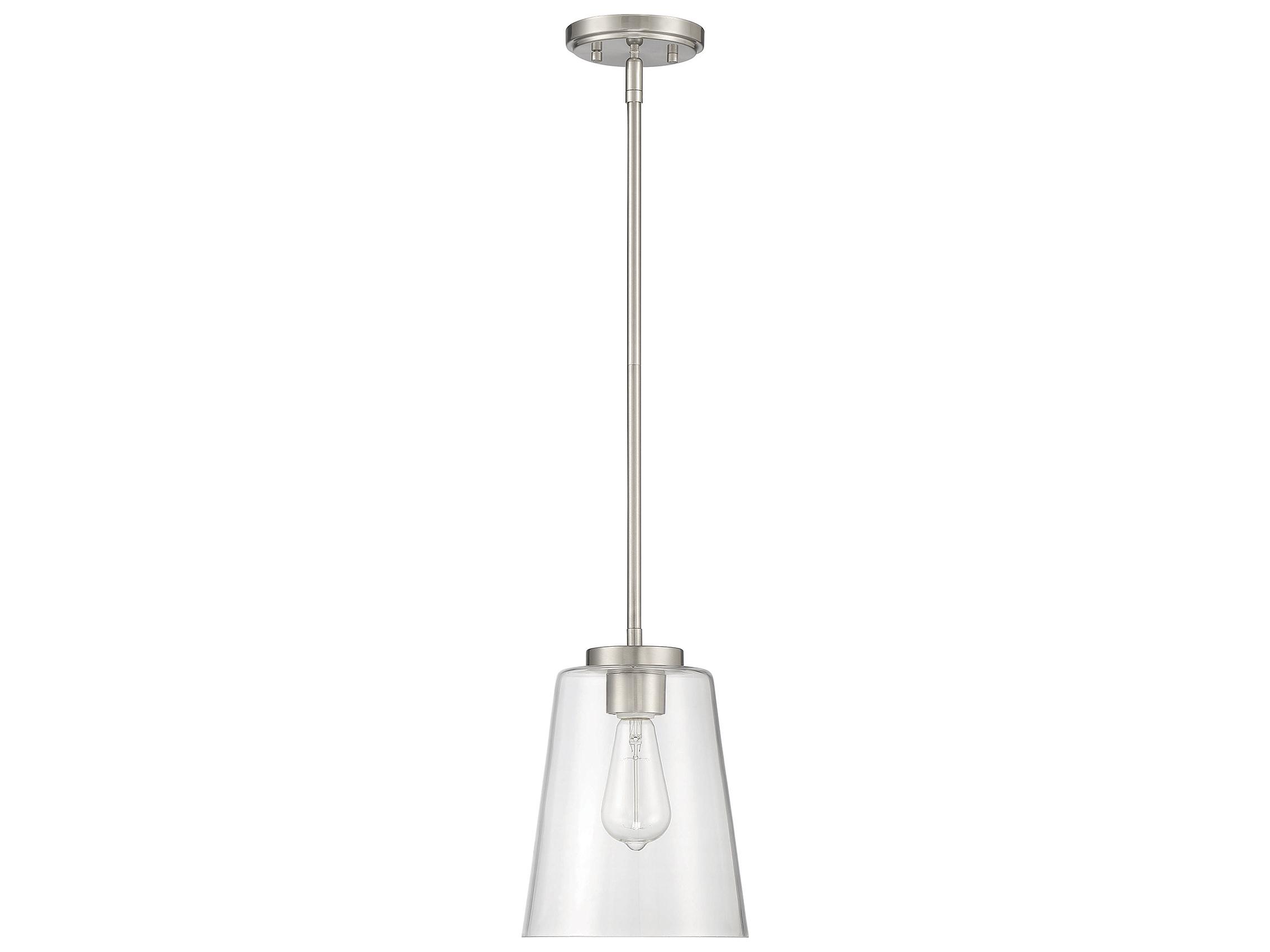 Savoy House Calhoun 1-Light Satin Nickel Glass Bell Mini Pendant