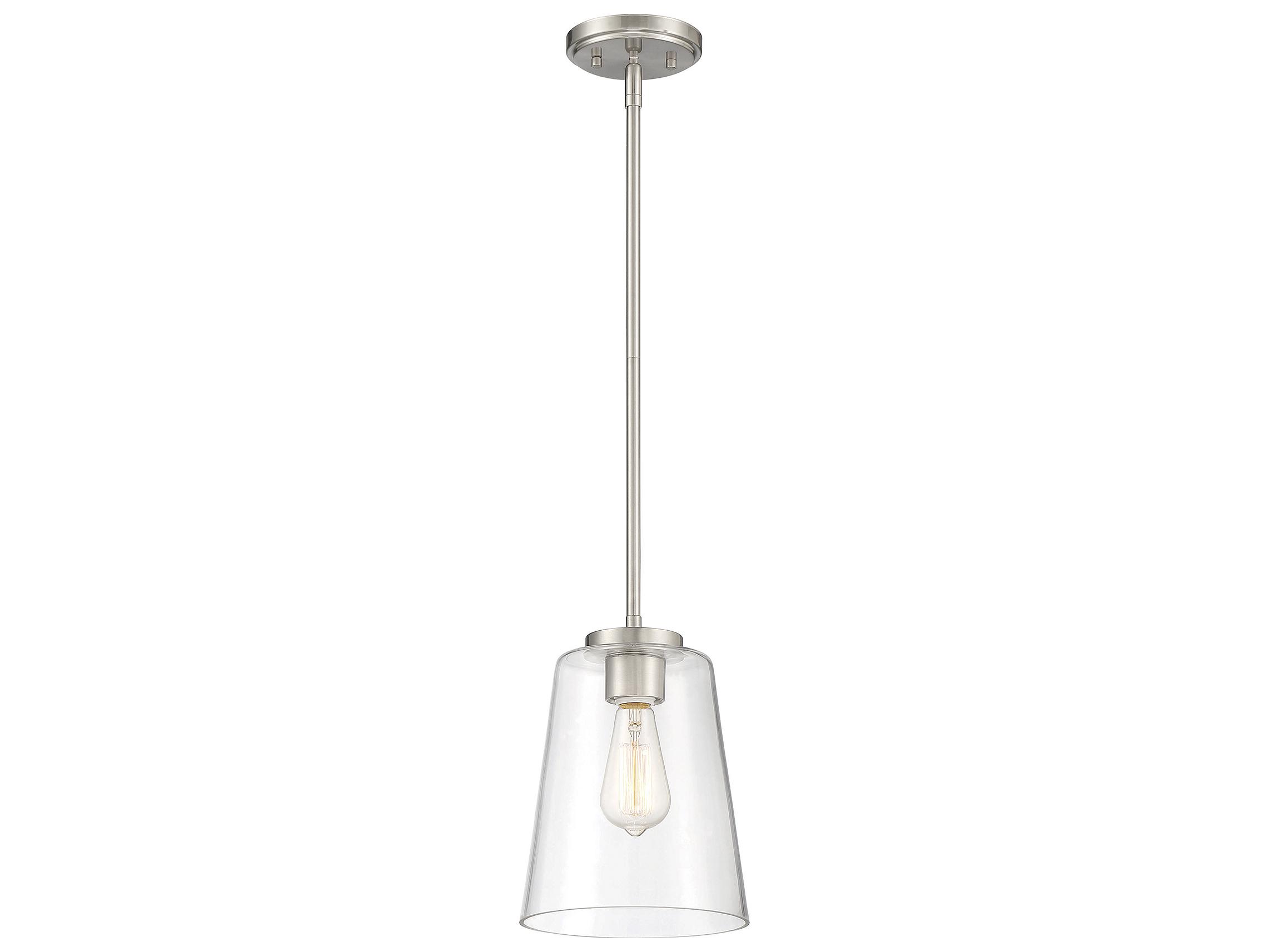 Savoy House Calhoun 1-Light Satin Nickel Glass Bell Mini Pendant