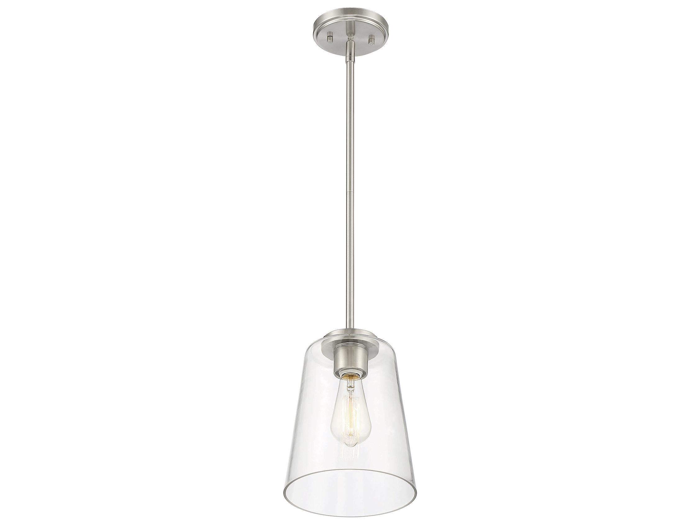 Savoy House Calhoun 1-Light Satin Nickel Glass Bell Mini Pendant