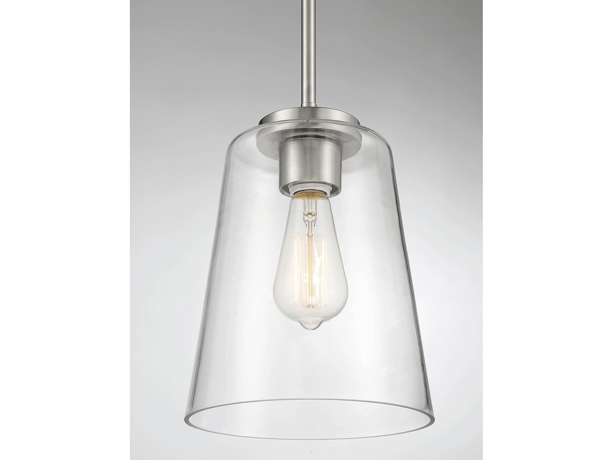 Savoy House Calhoun 1-Light Satin Nickel Glass Bell Mini Pendant