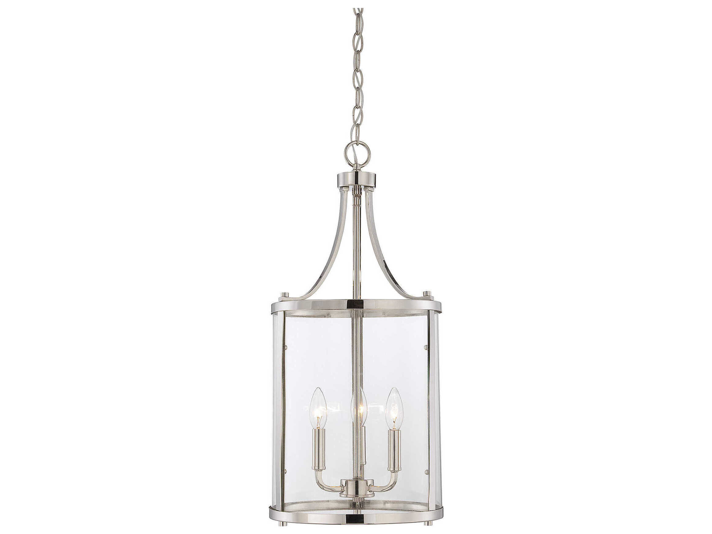 Savoy House Penrose 3-Light Polished Nickel Glass Candelabra Cylinder Chandelier