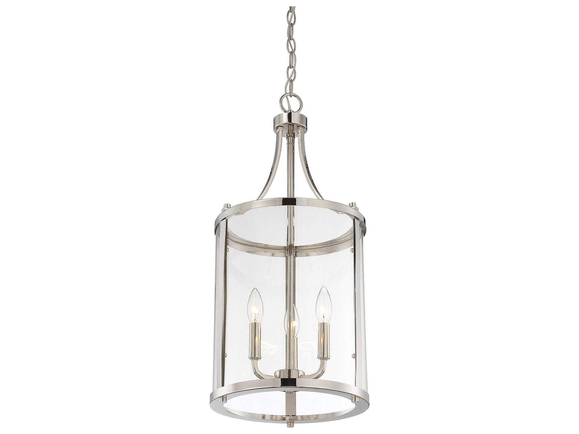 Savoy House Penrose 3-Light Polished Nickel Glass Candelabra Cylinder Chandelier