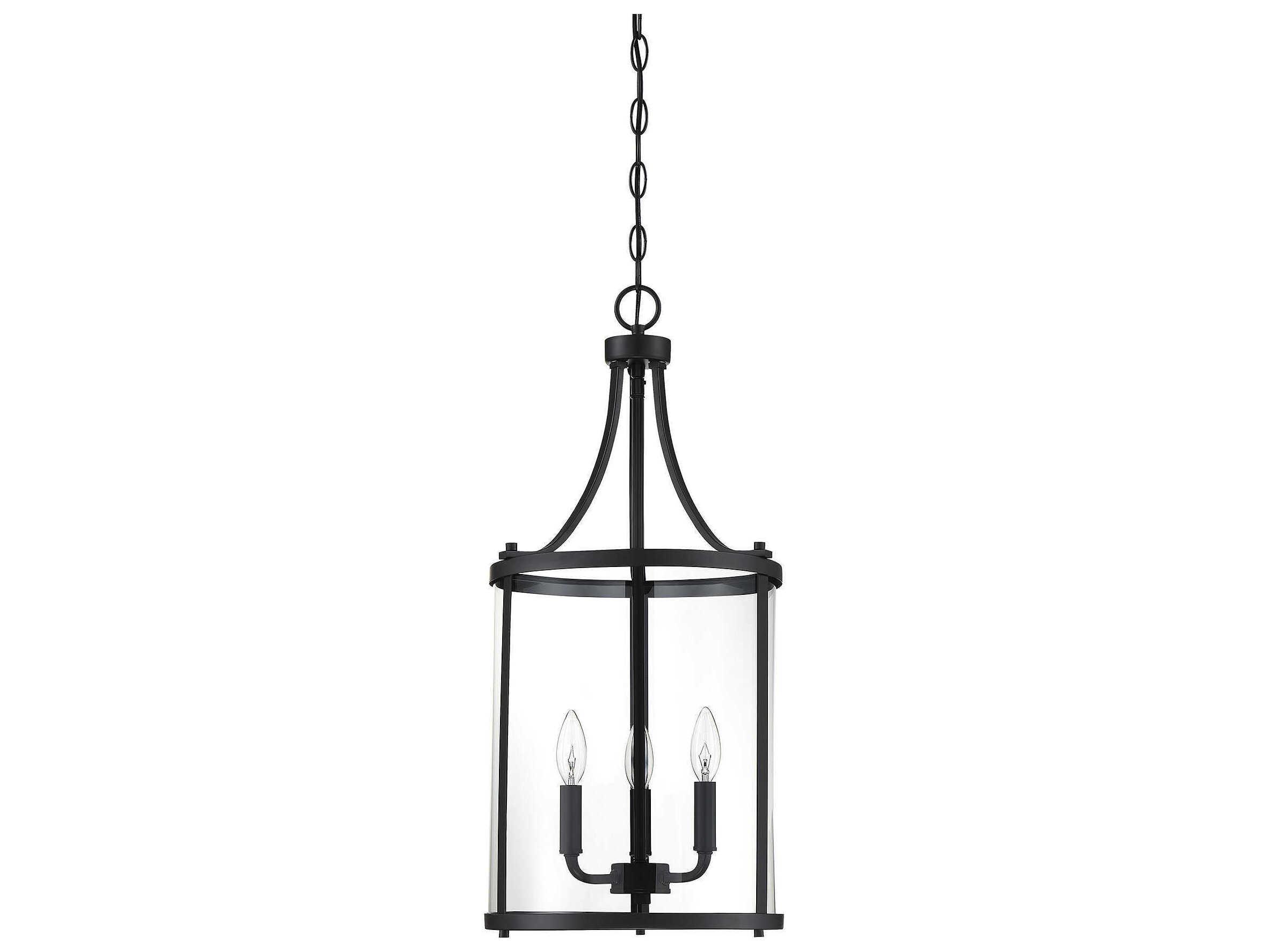 Savoy House Penrose 3-Light Black Glass Candelabra Cylinder Chandelier