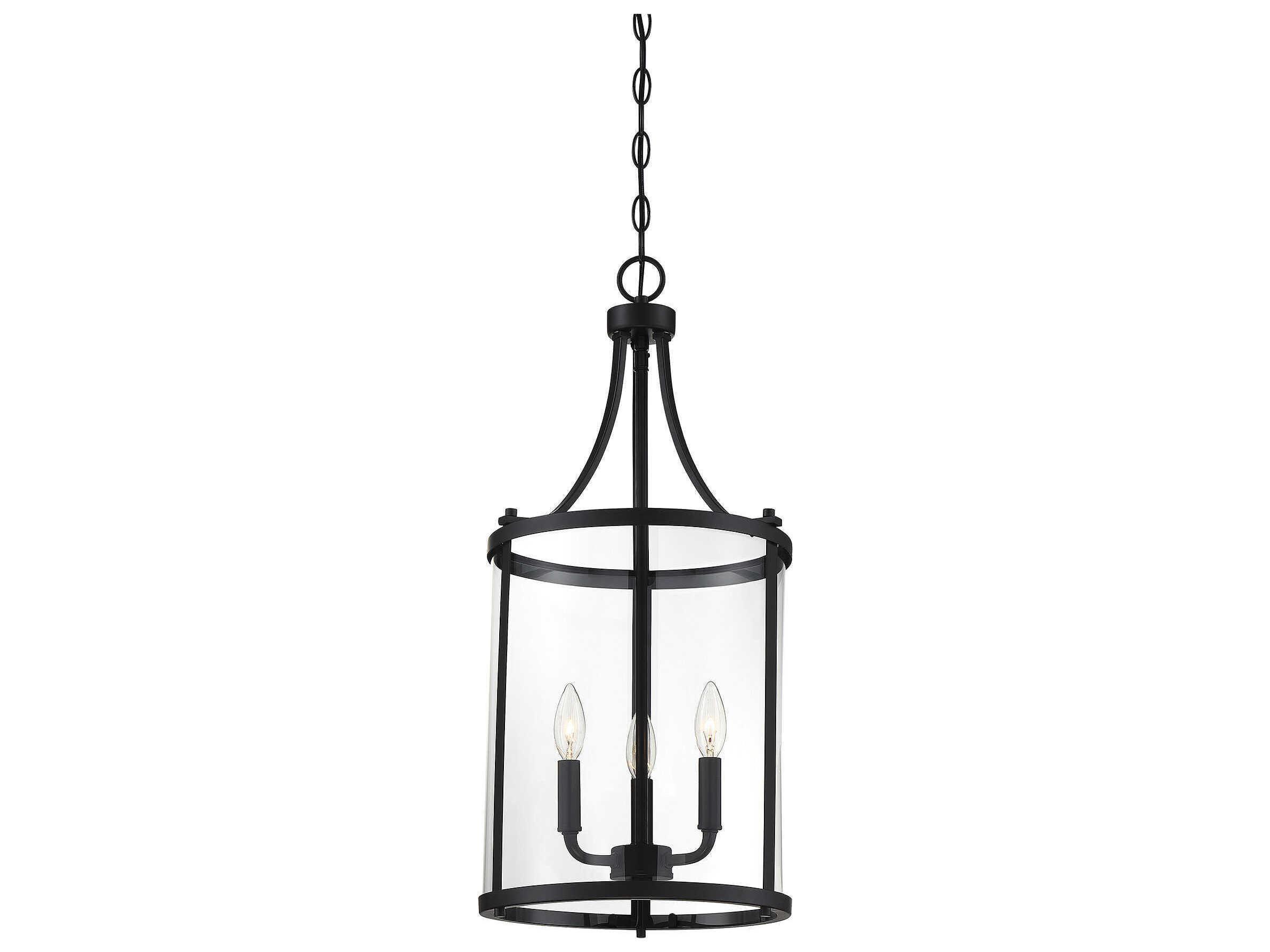 Savoy House Penrose 3-Light Black Glass Candelabra Cylinder Chandelier
