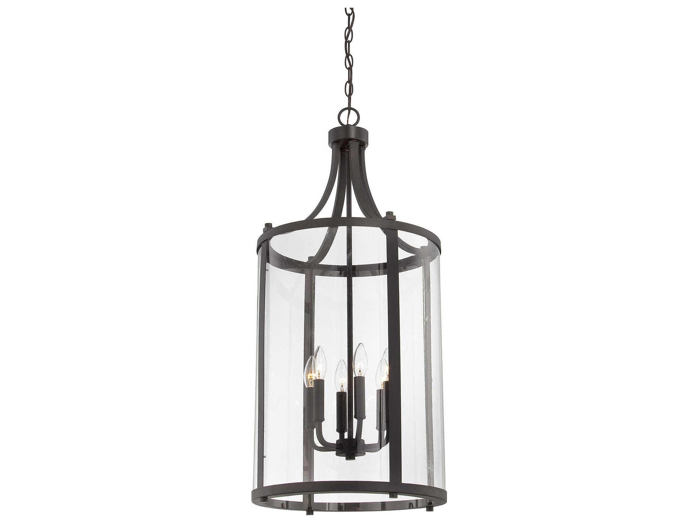 Savoy House Penrose 6-Light English Bronze Glass Candelabra Cylinder Chandelier