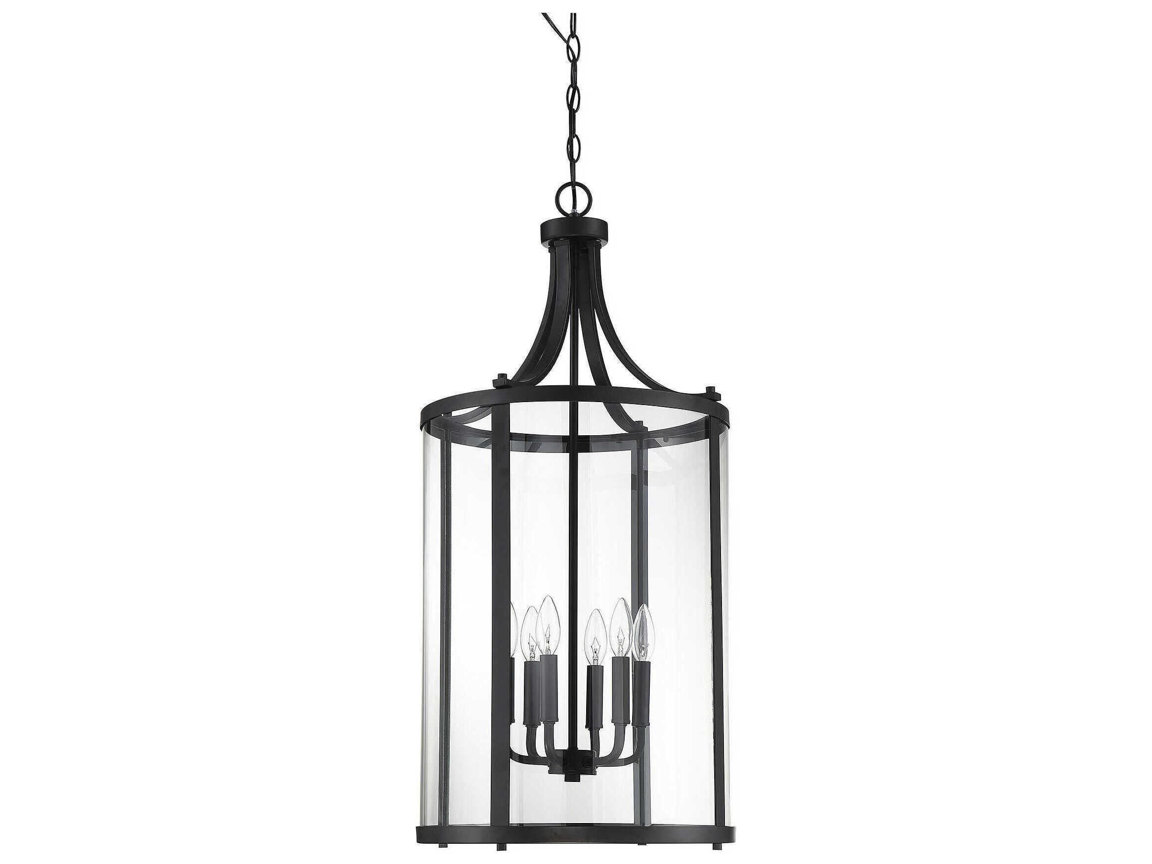 Savoy House Penrose 6-Light Black Glass Candelabra Cylinder Chandelier