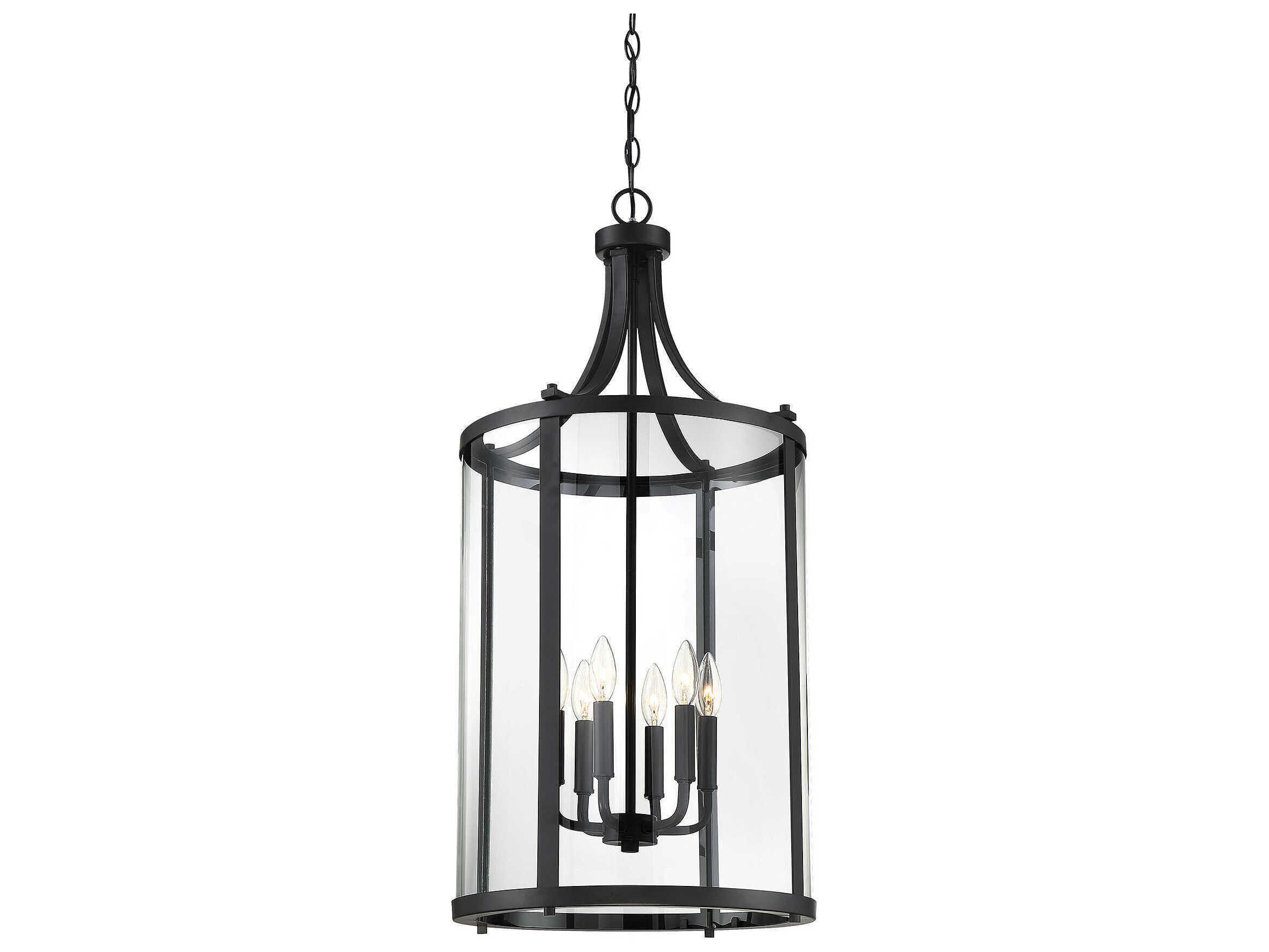 Savoy House Penrose 6-Light Black Glass Candelabra Cylinder Chandelier