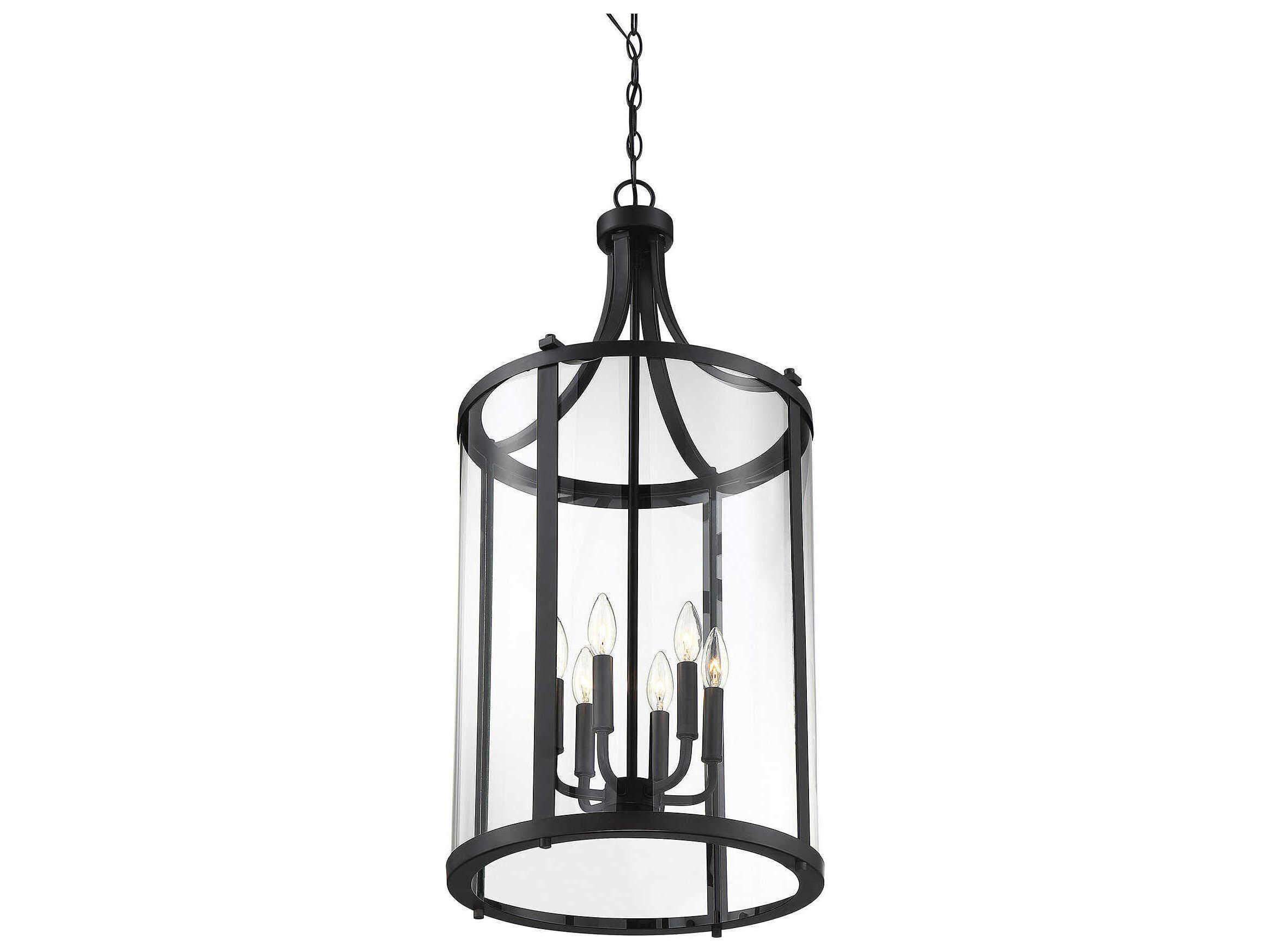 Savoy House Penrose 6-Light Black Glass Candelabra Cylinder Chandelier