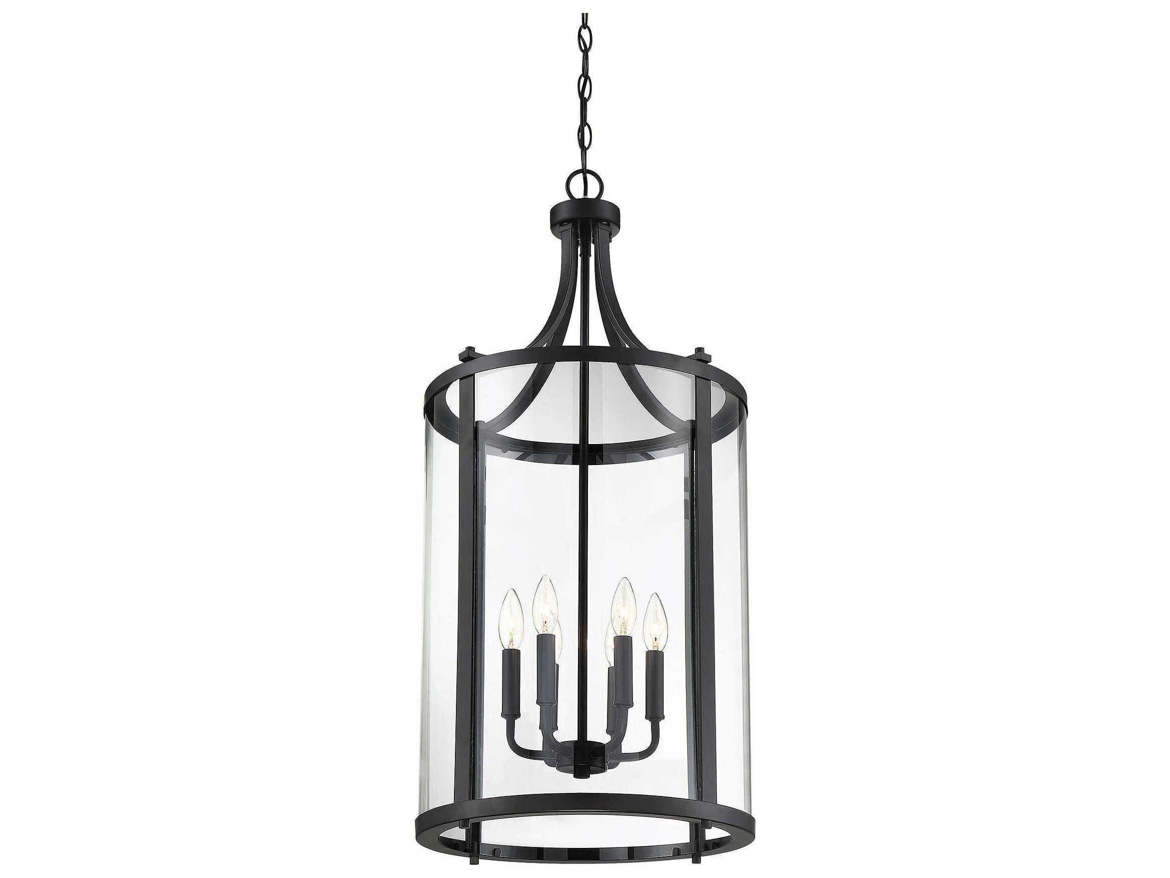 Savoy House Penrose 6-Light Black Glass Candelabra Cylinder Chandelier