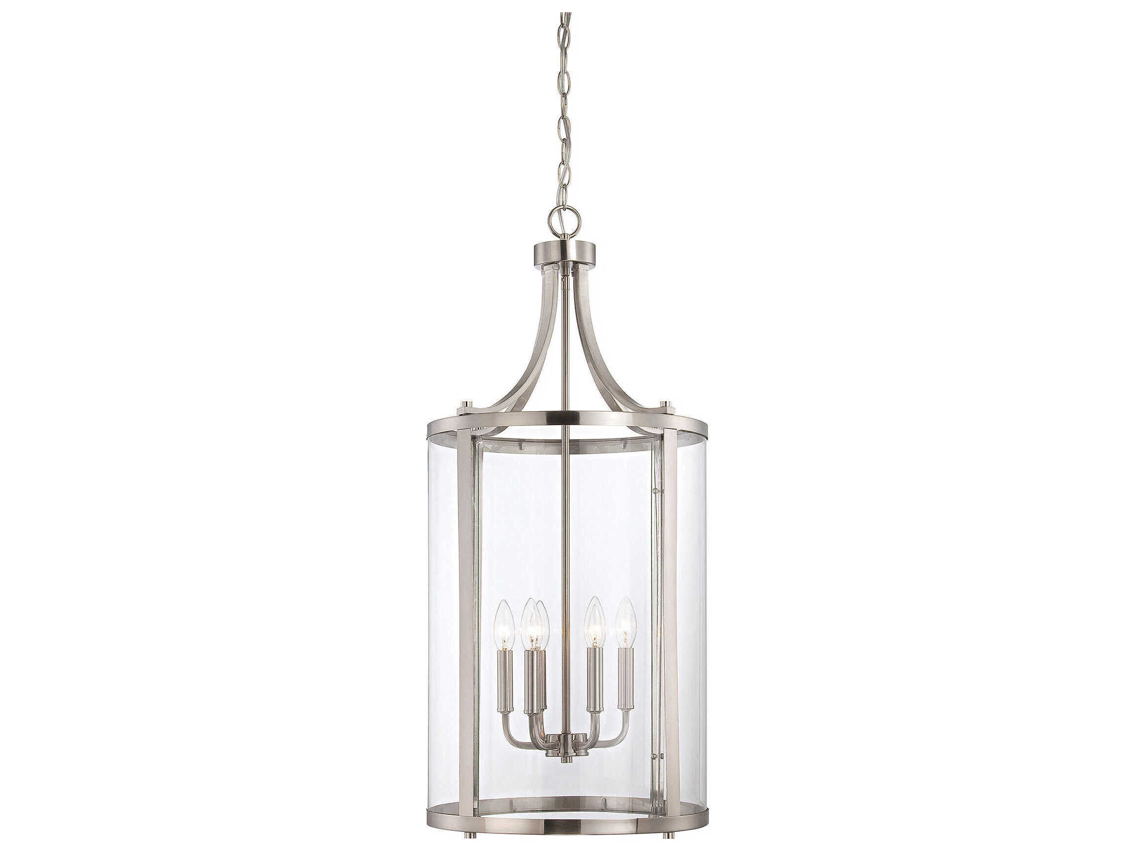 Savoy House Penrose 6-Light Satin Nickel Glass Candelabra Cylinder Chandelier