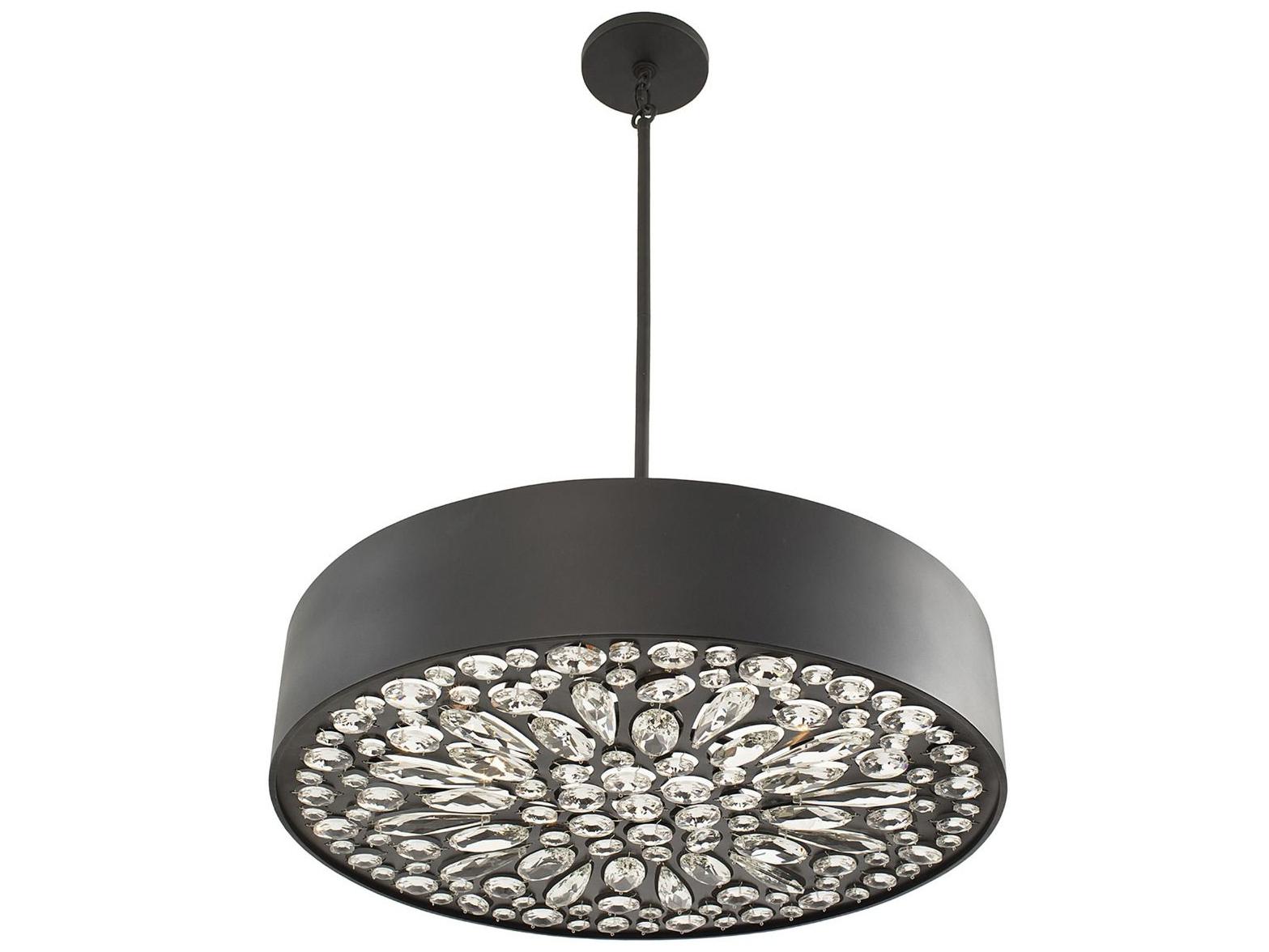 Savoy House Azores 6-Light Black Cashmere Crystal Drum Pendant