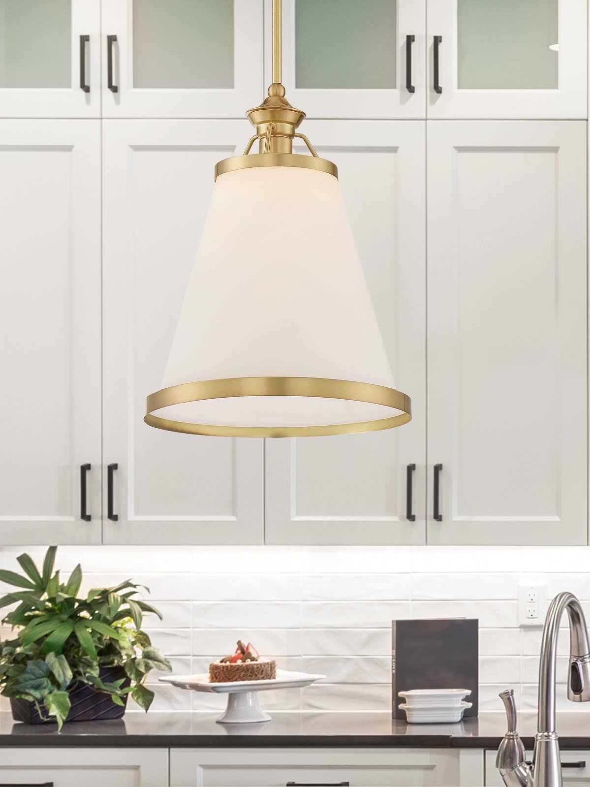 Savoy House Ashmont 1-Light Warm Brass Lustre Glass Pendant