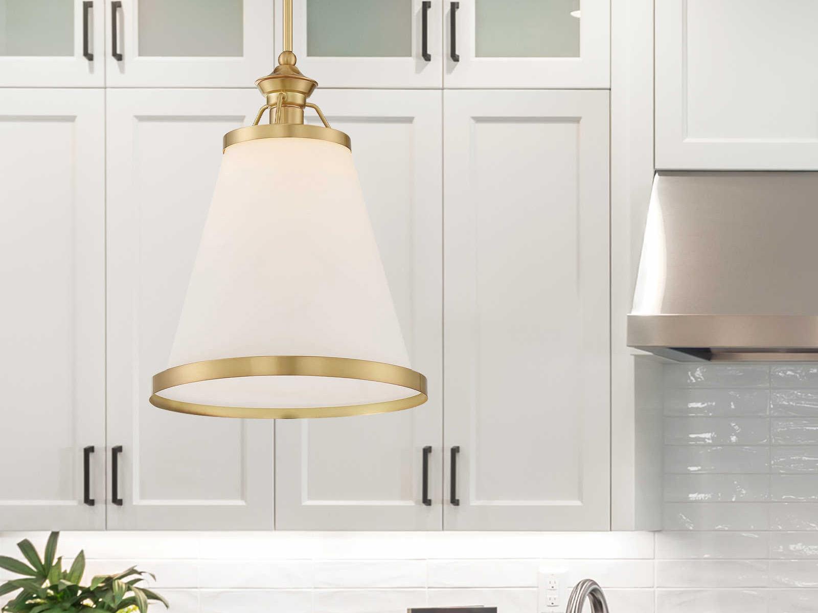 Savoy House Ashmont 1-Light Warm Brass Lustre Glass Pendant