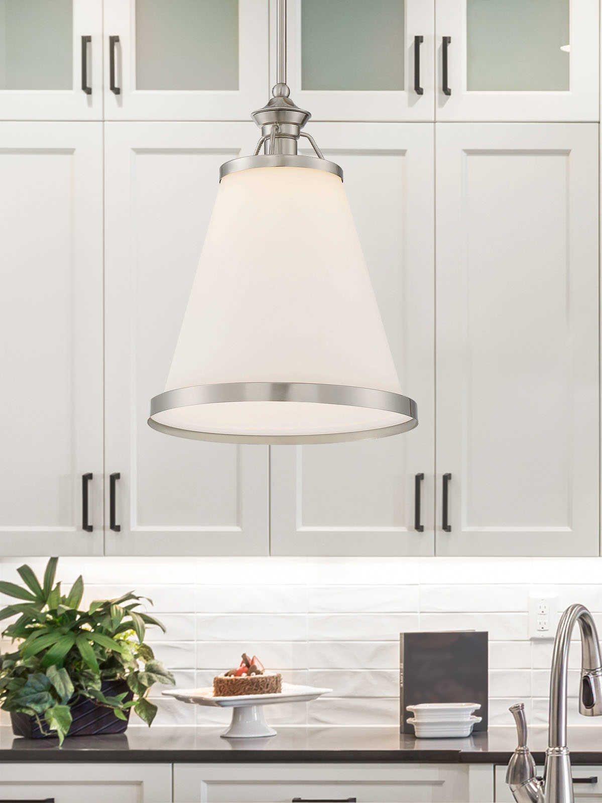 Savoy House Ashmont 1-Light Satin Nickel Glass Pendant