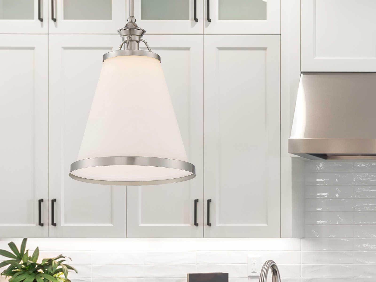 Savoy House Ashmont 1-Light Satin Nickel Glass Pendant