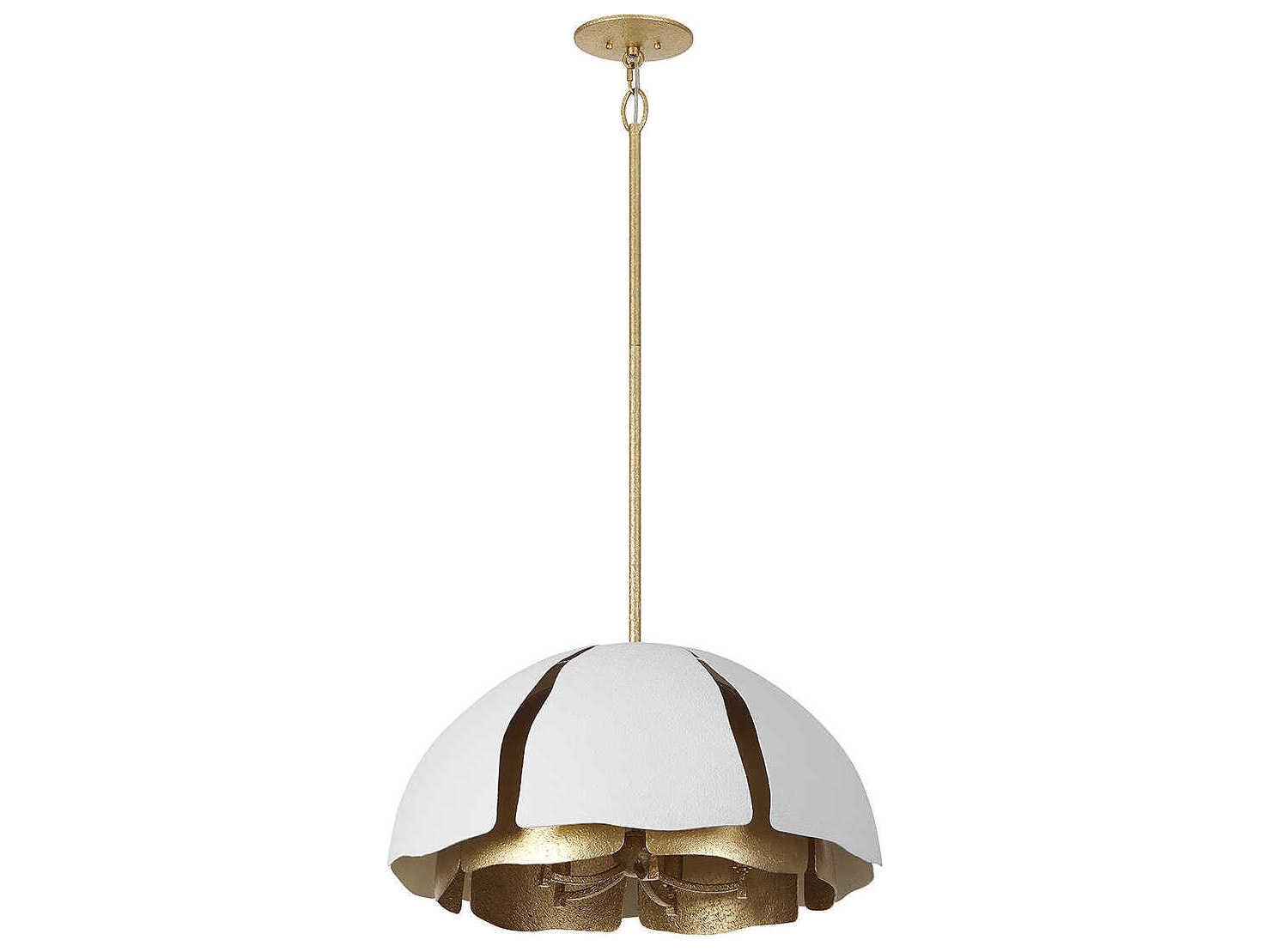 Savoy House Brewster 5-Light Cavalier Gold Royal White Dome Pendant