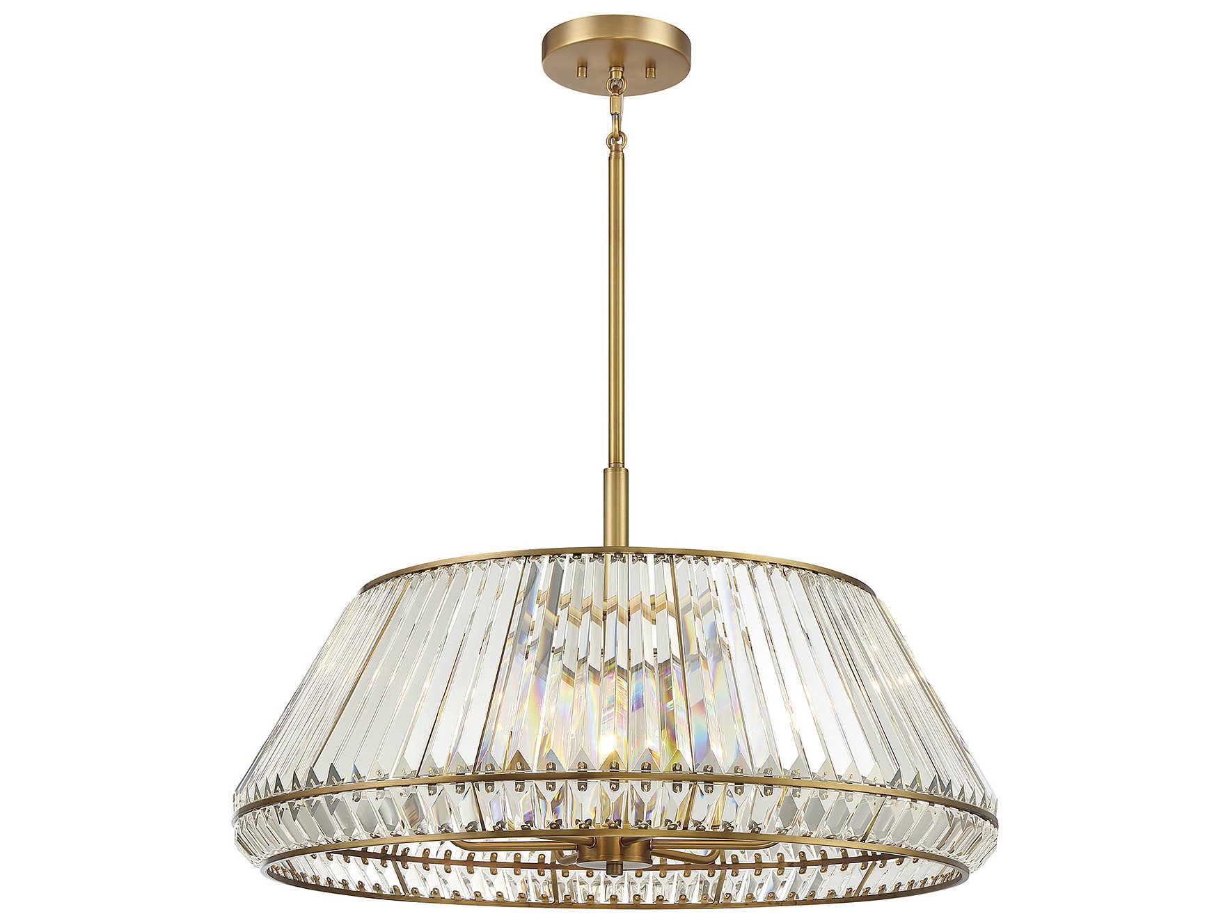 Savoy House Pyramid 6-Light Warm Brass Crystal Empire Chandelier